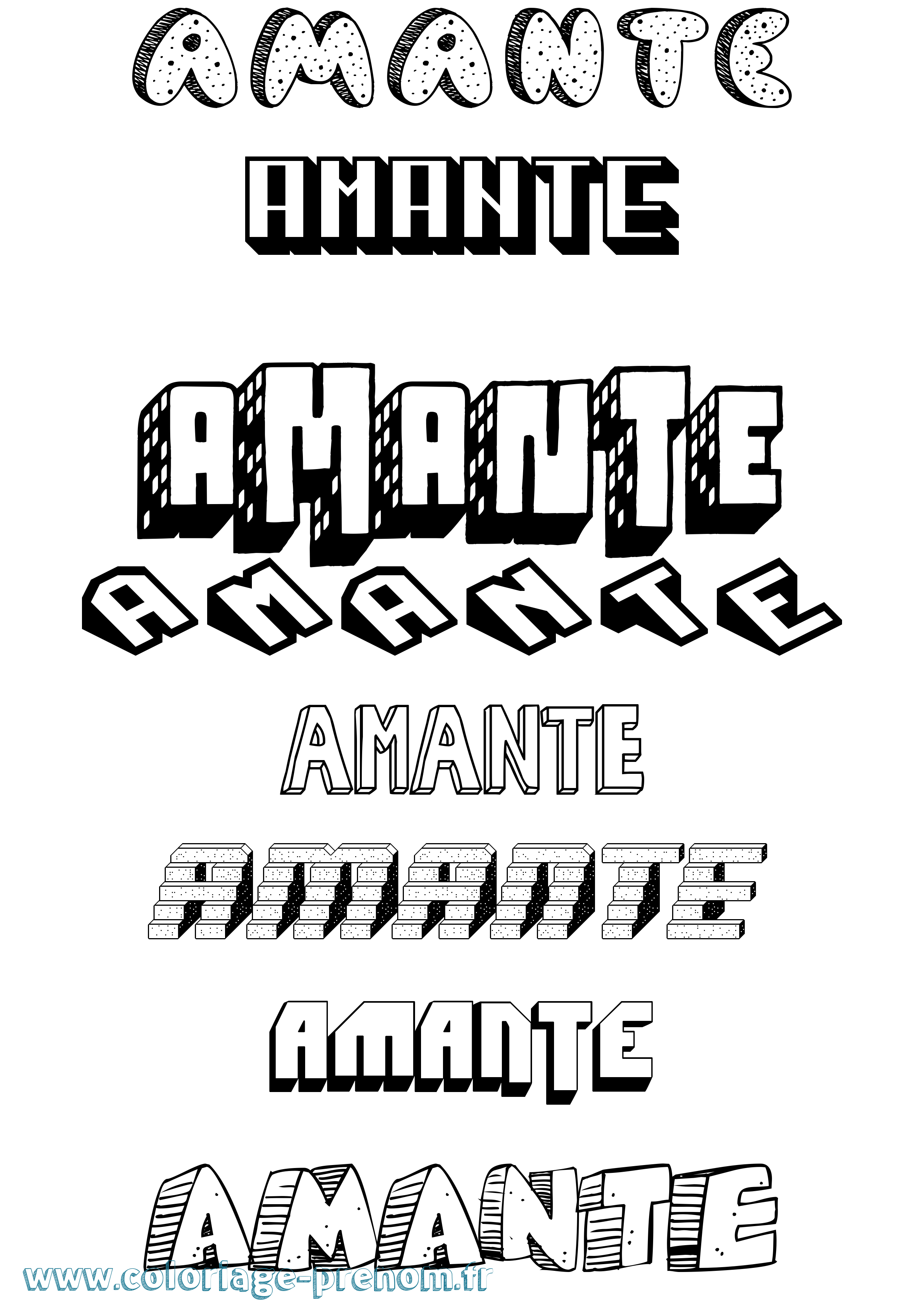 Coloriage Amante Effet 3D Coloriage prénom Amante Effet 3D