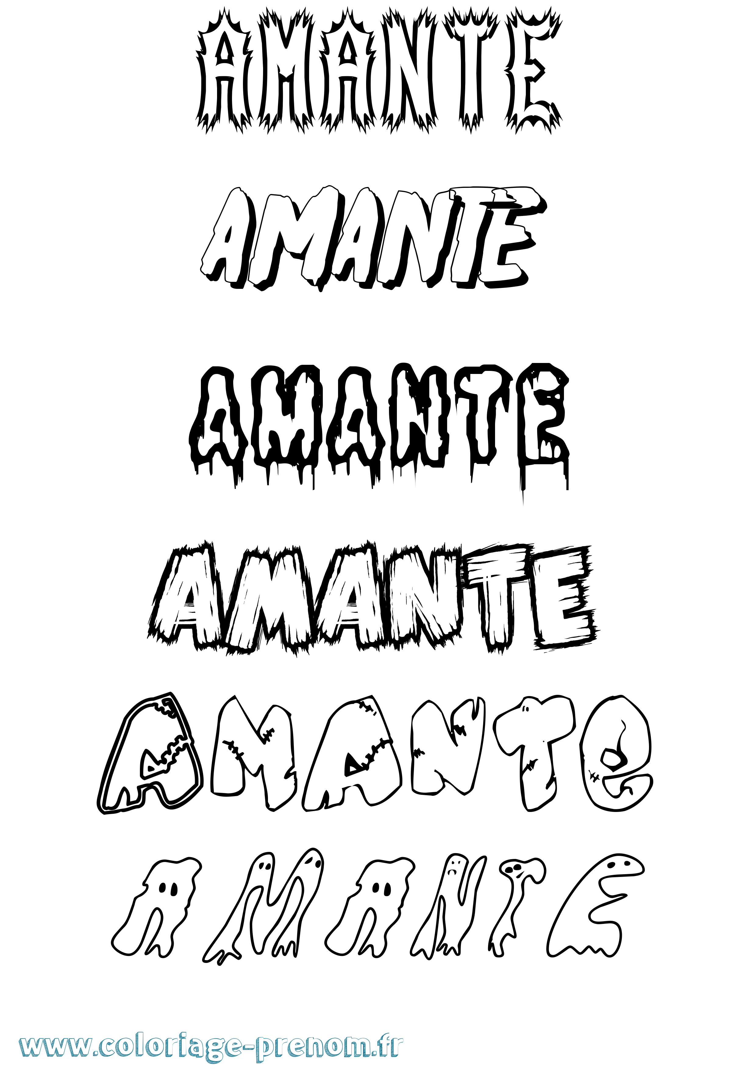 Coloriage Amante Frisson Coloriage prénom Amante Frisson