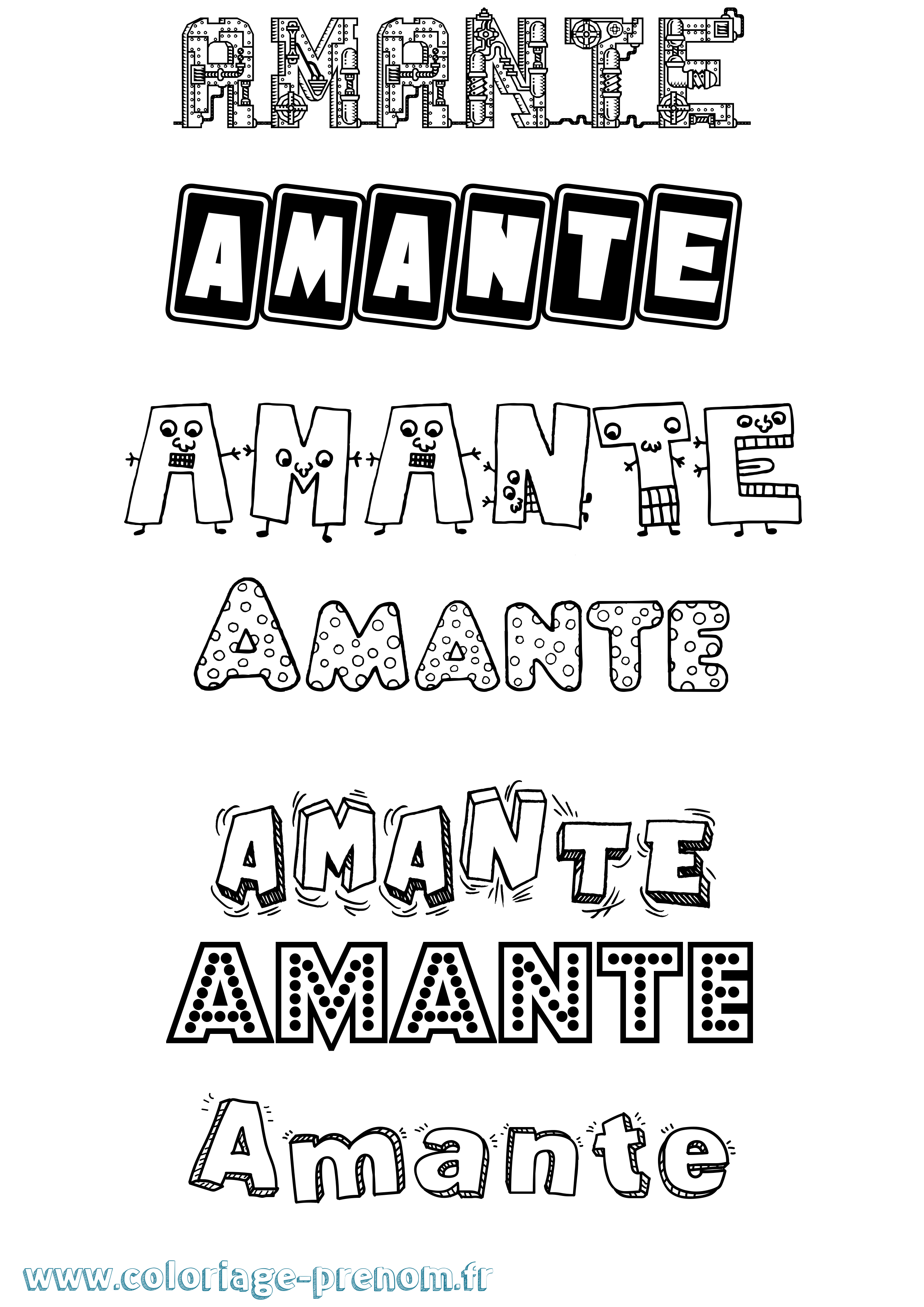 Coloriage Amante Fun Coloriage prénom Amante Fun