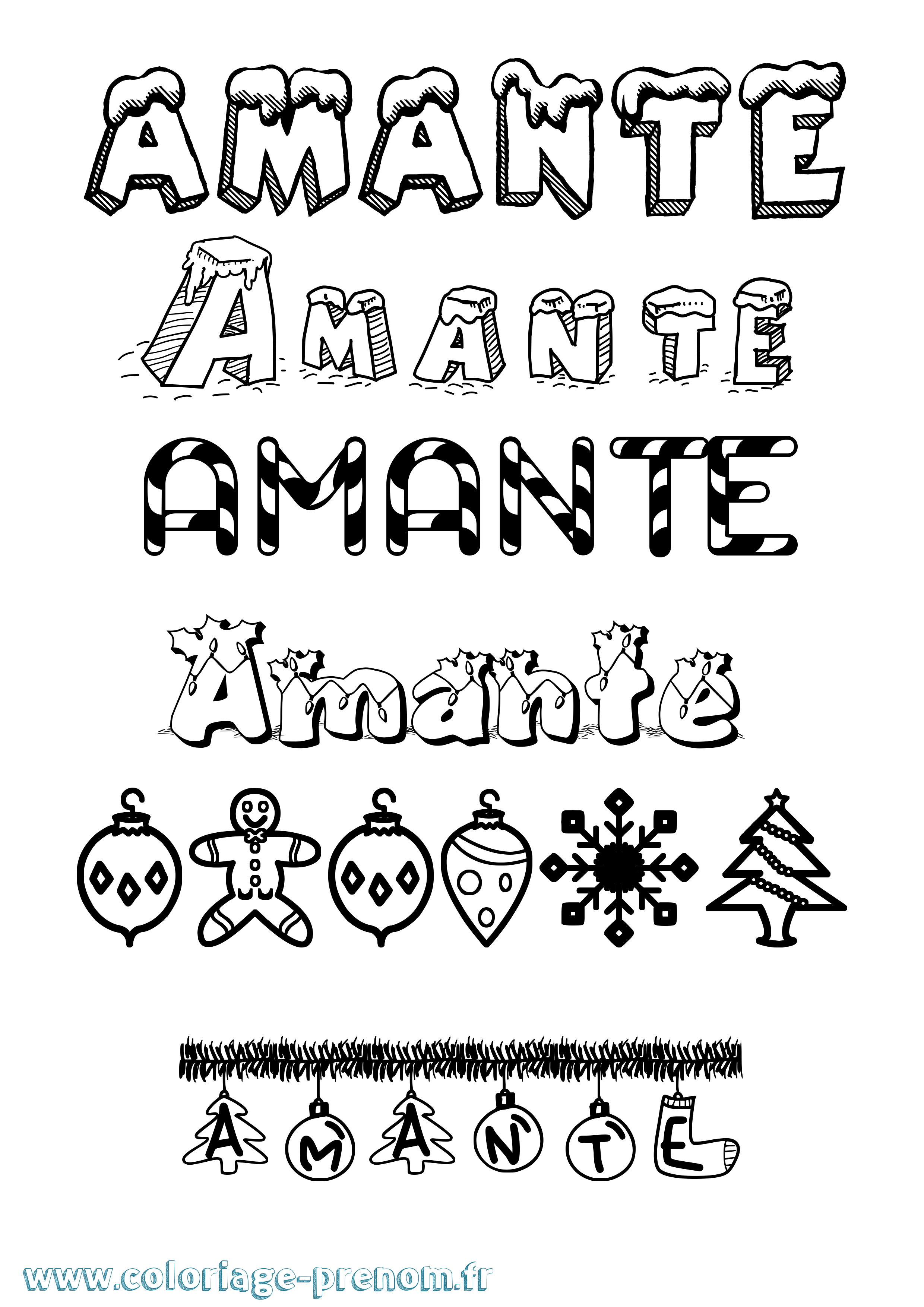 Coloriage Amante Noël Coloriage prénom Amante Noël