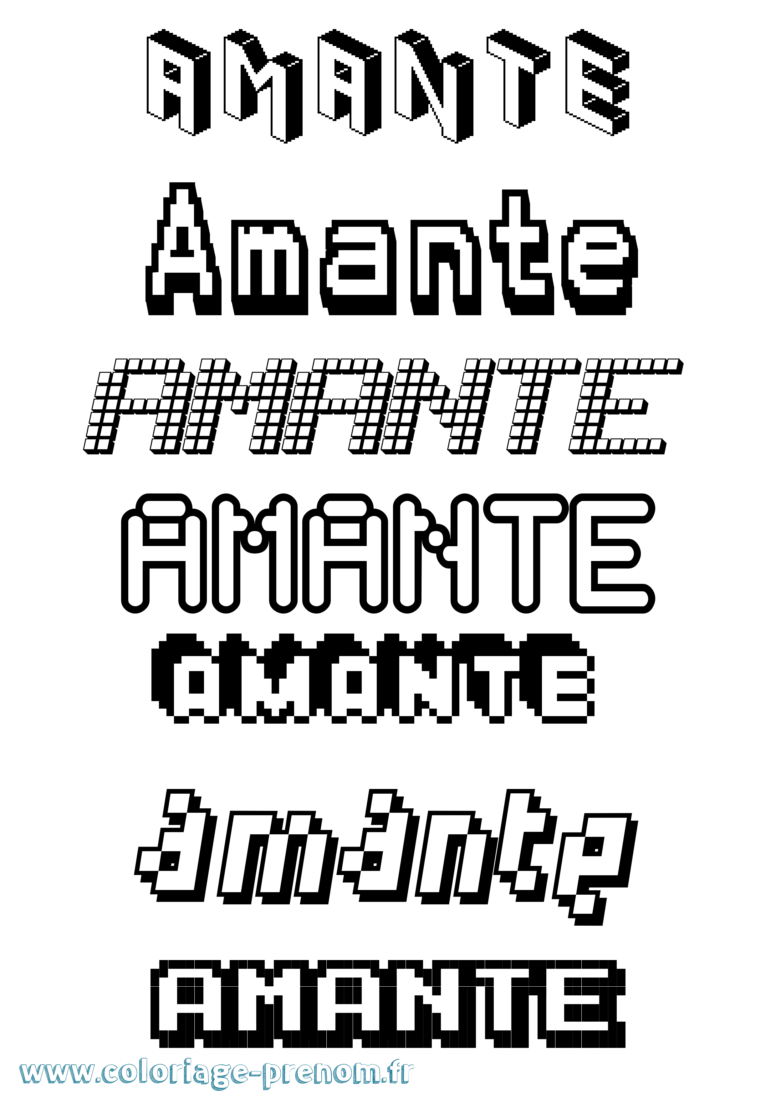 Coloriage Amante Pixel Coloriage prénom Amante Pixel