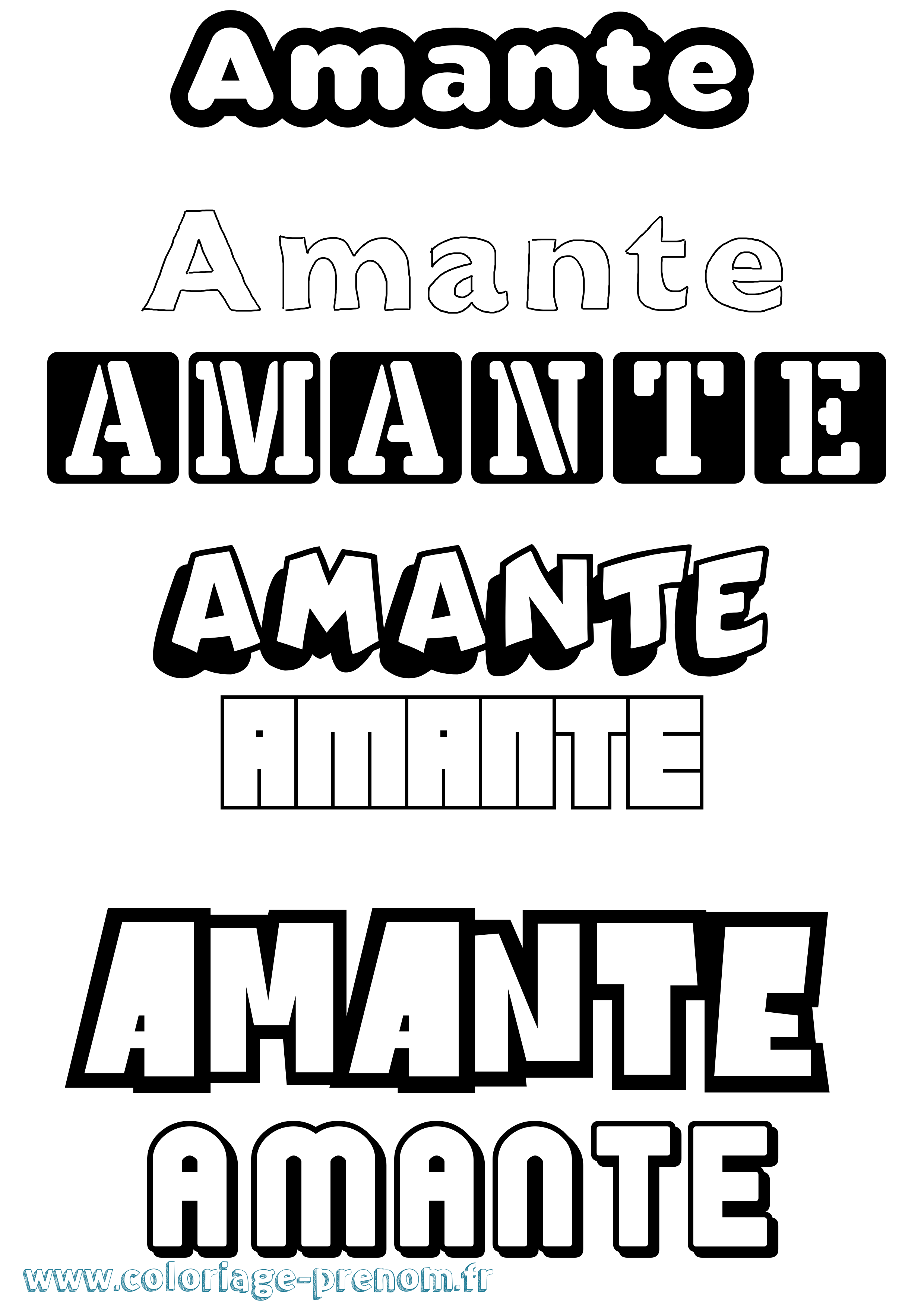 Coloriage Amante Simple Coloriage prénom Amante Simple