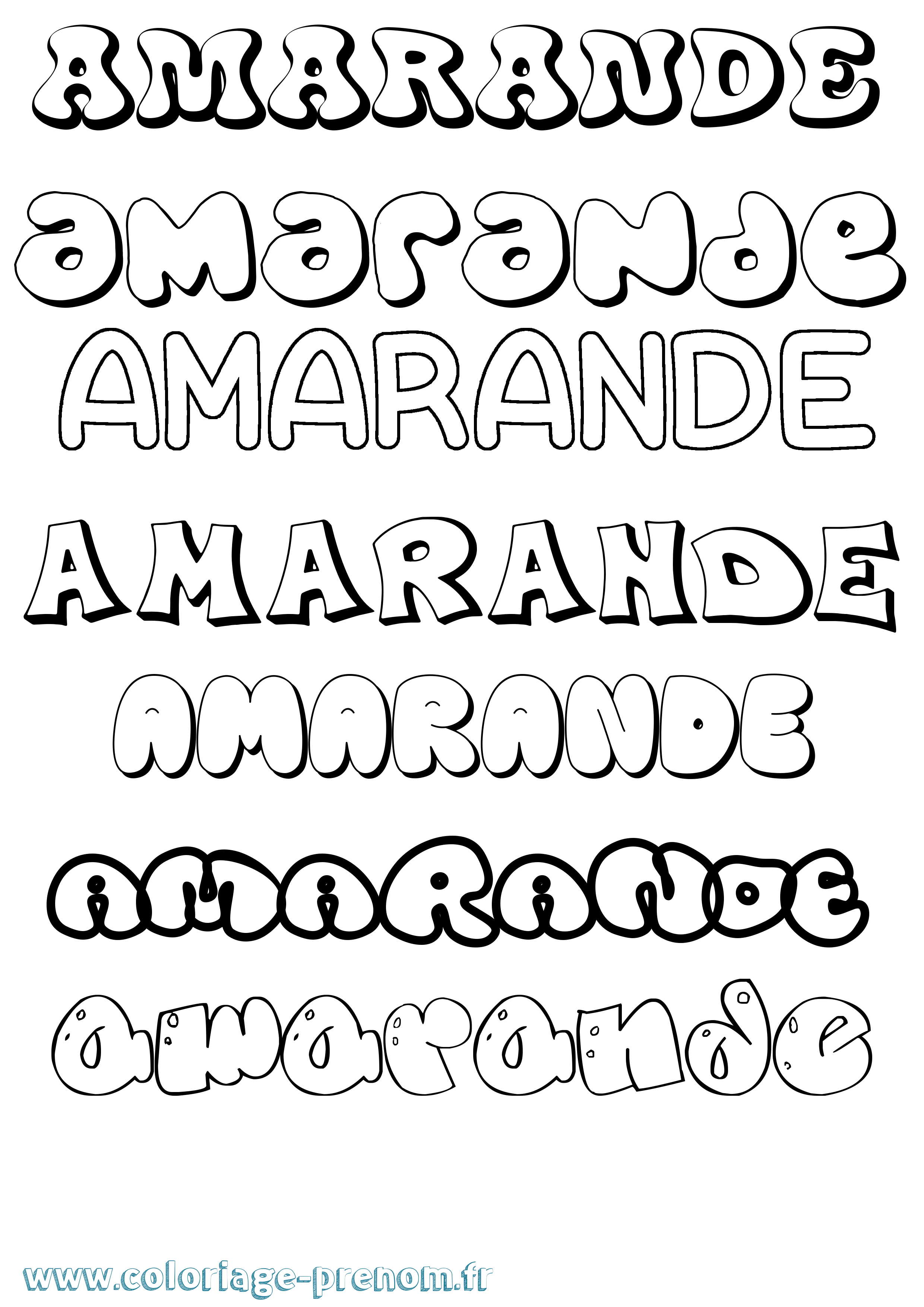 Coloriage Amarande Bubble Coloriage prénom Amarande Bubble