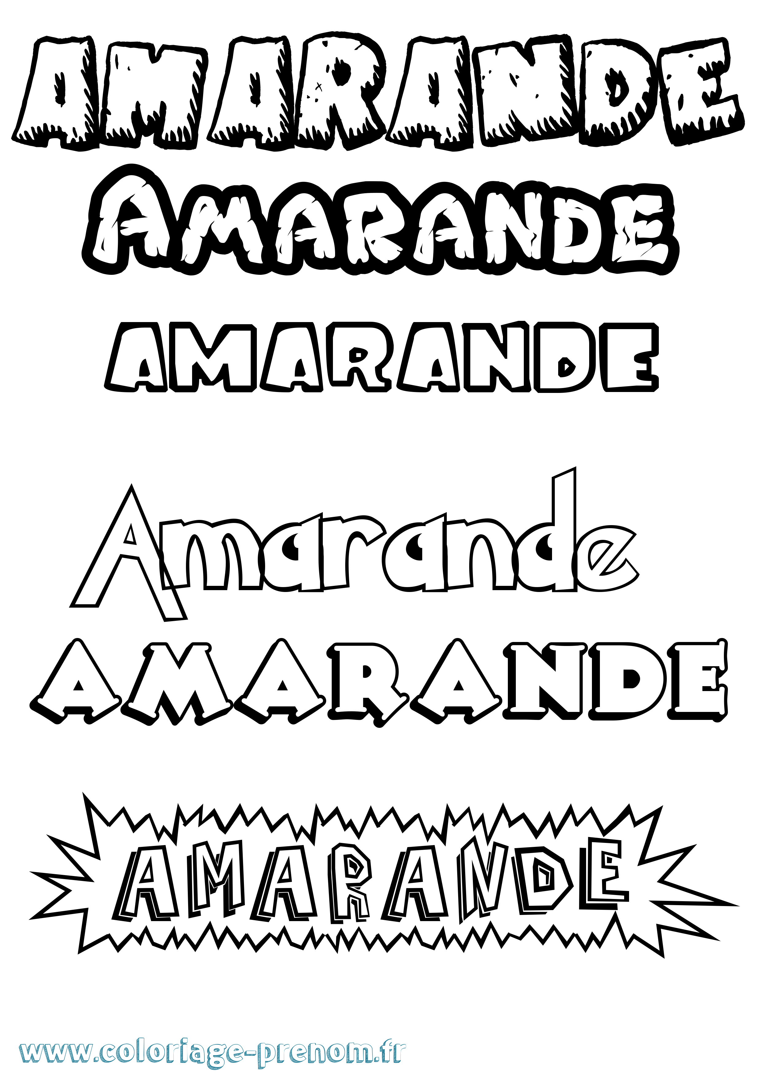 Coloriage Amarande Dessin Animé Coloriage prénom Amarande Dessin Animé