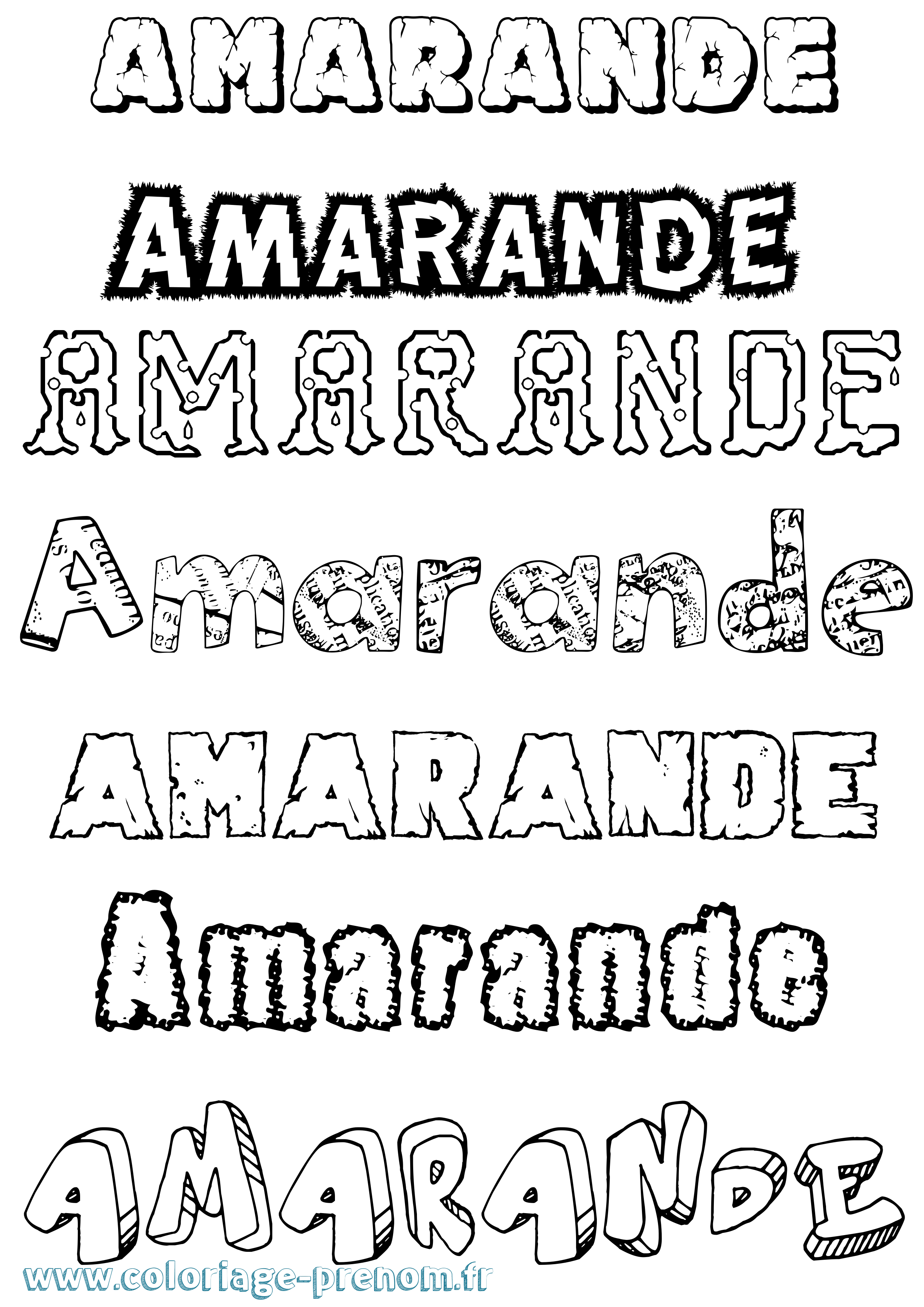 Coloriage Amarande Destructuré Coloriage prénom Amarande Destructuré