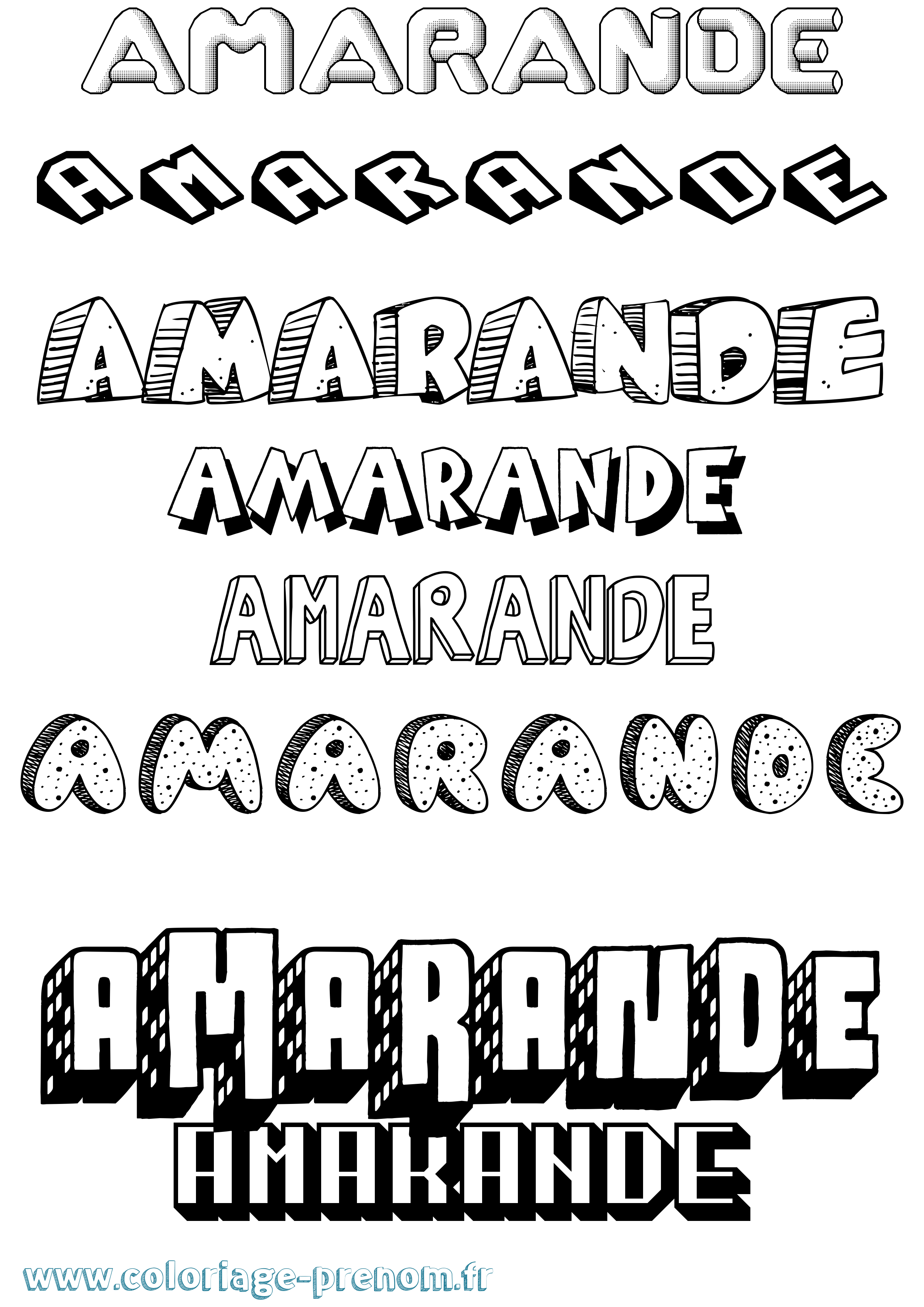 Coloriage Amarande Effet 3D Coloriage prénom Amarande Effet 3D