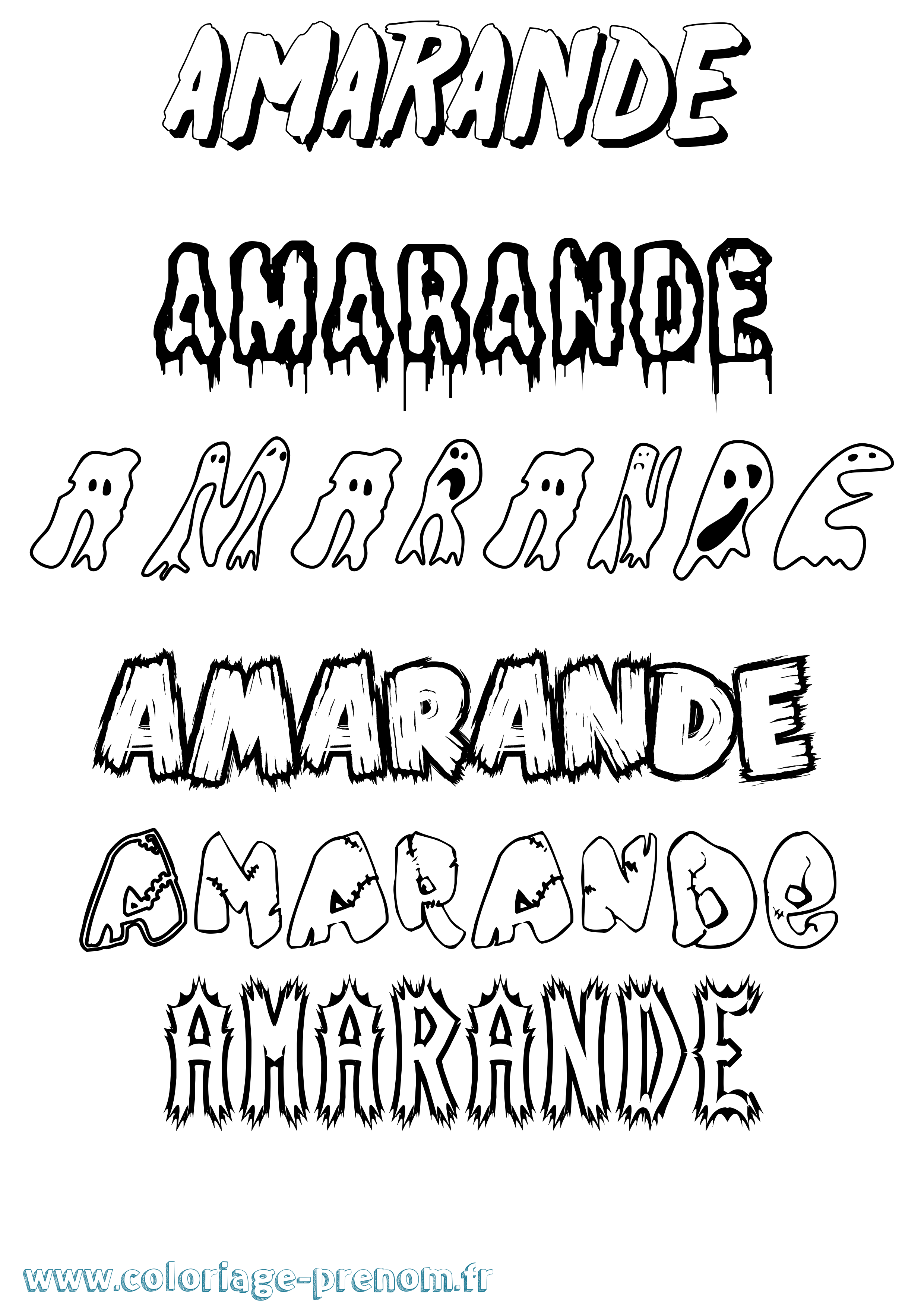Coloriage Amarande Frisson Coloriage prénom Amarande Frisson