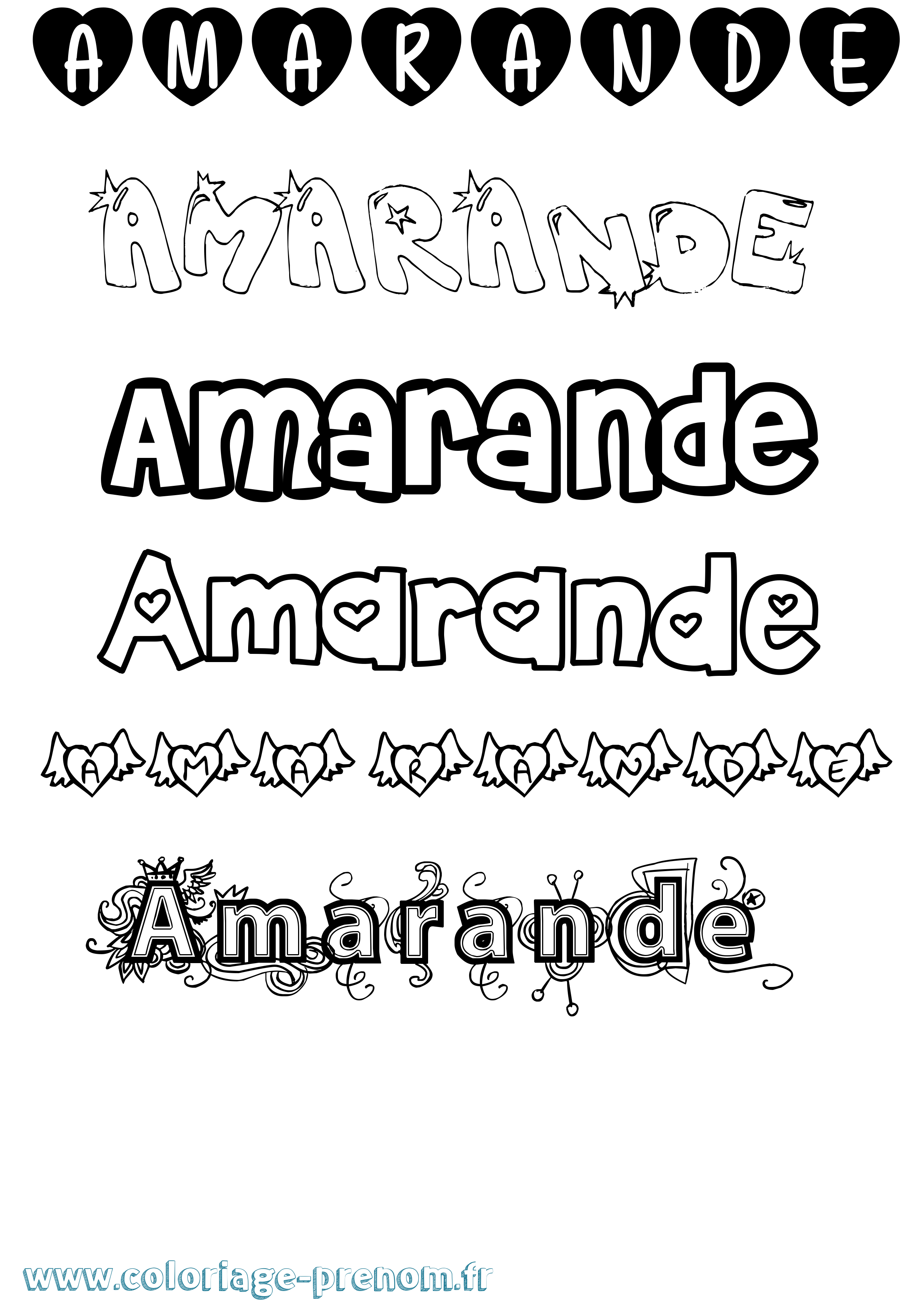 Coloriage Amarande Girly Coloriage prénom Amarande Girly