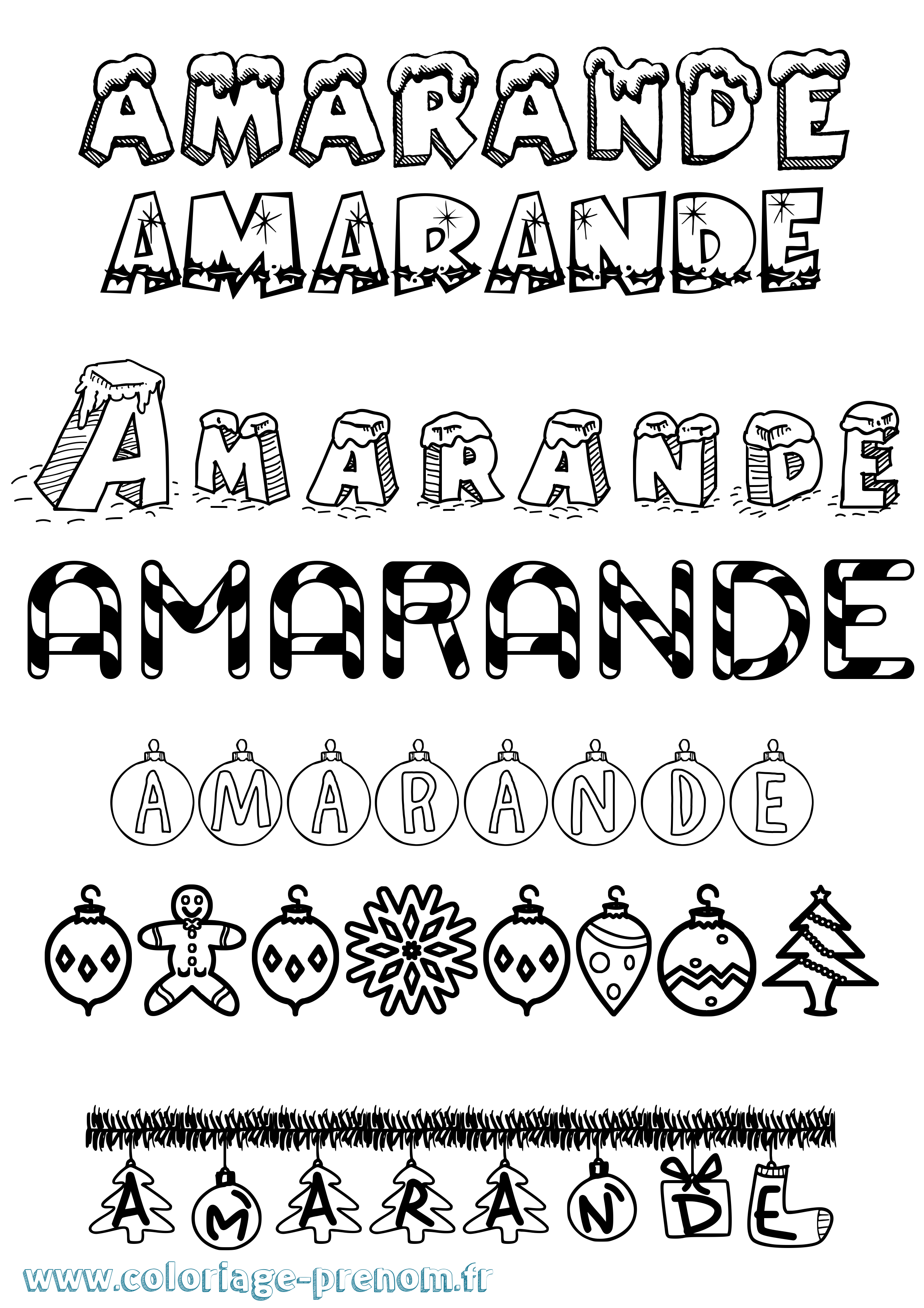 Coloriage Amarande Noël Coloriage prénom Amarande Noël