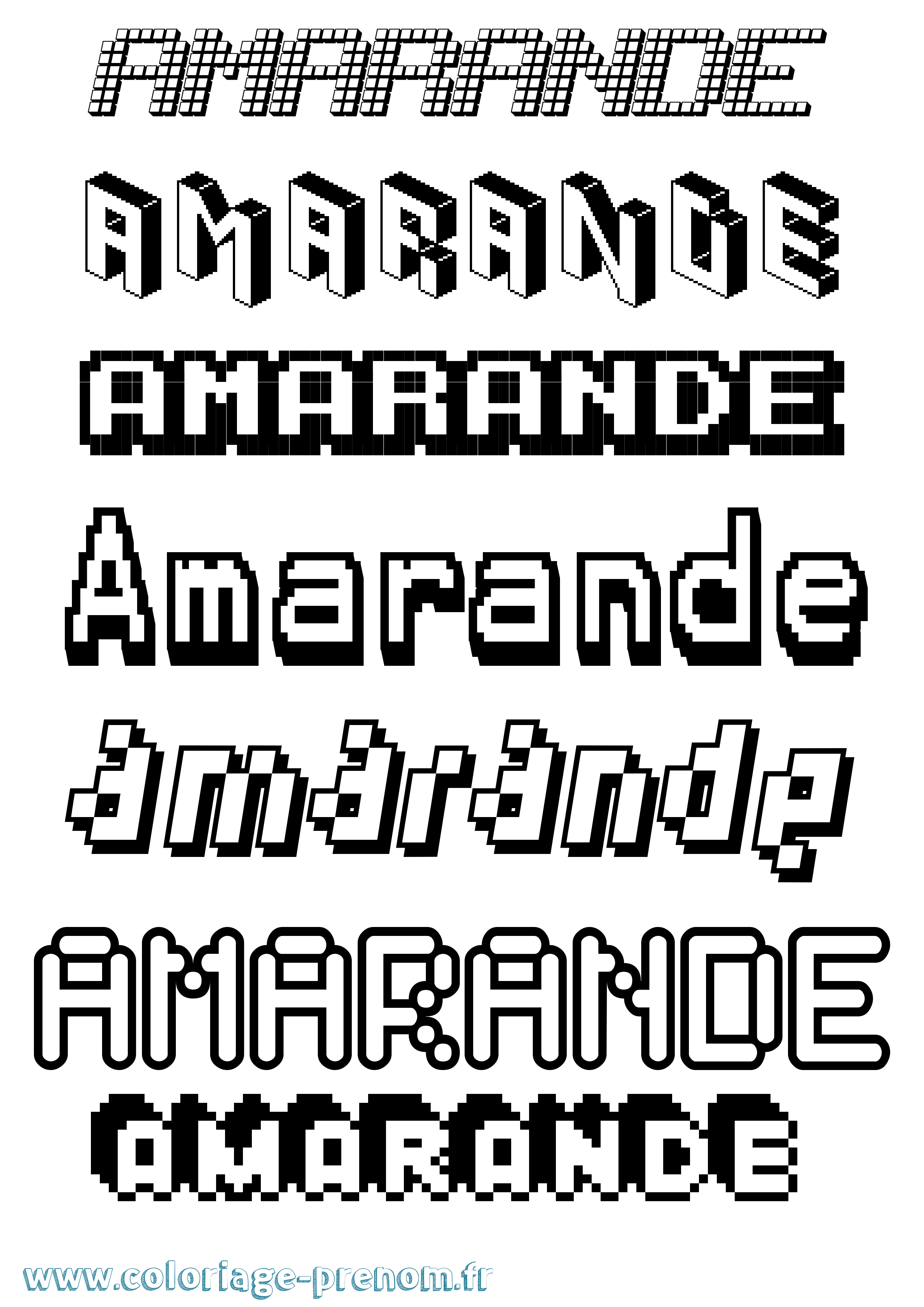 Coloriage Amarande Pixel Coloriage prénom Amarande Pixel