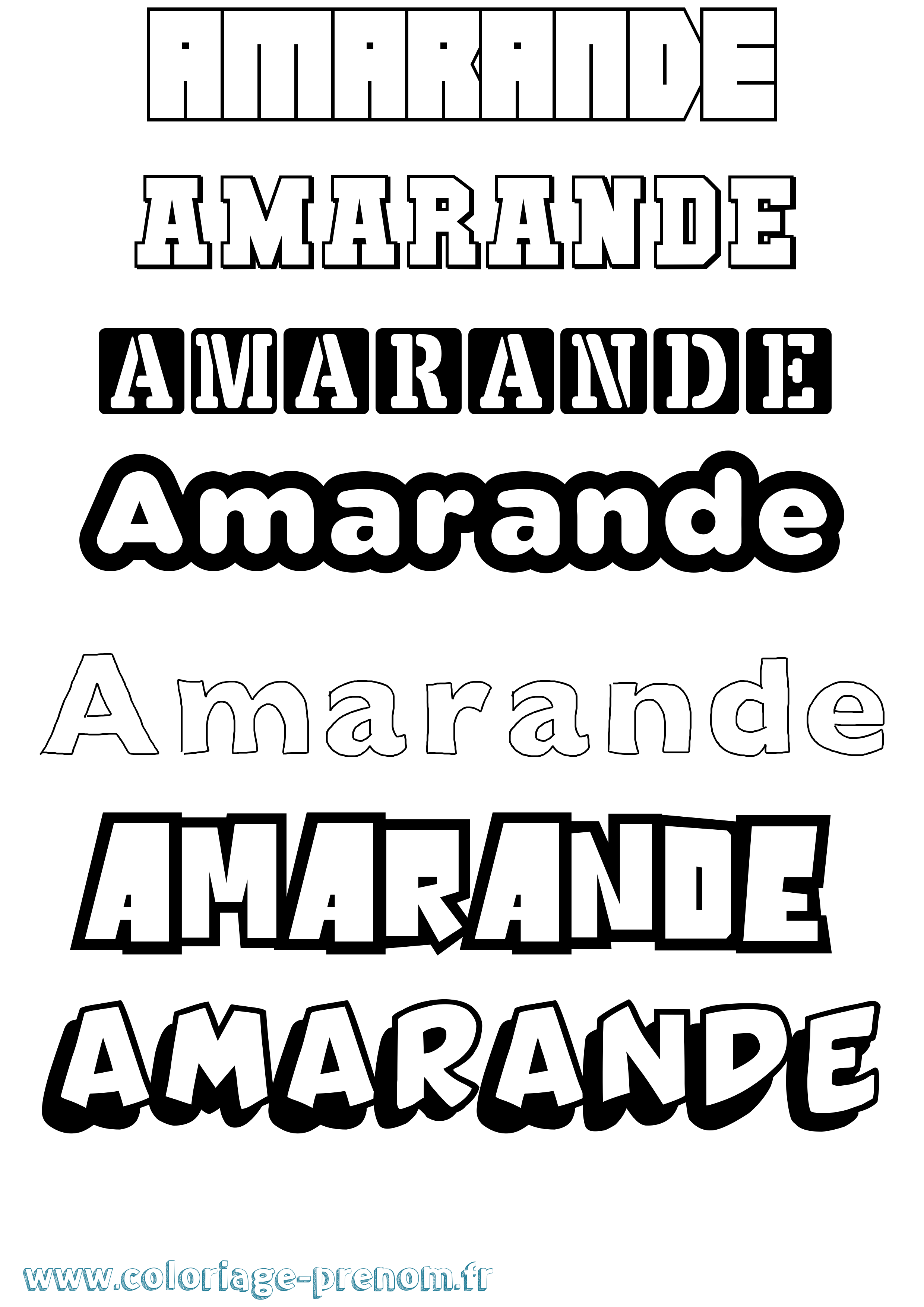 Coloriage Amarande Simple Coloriage prénom Amarande Simple
