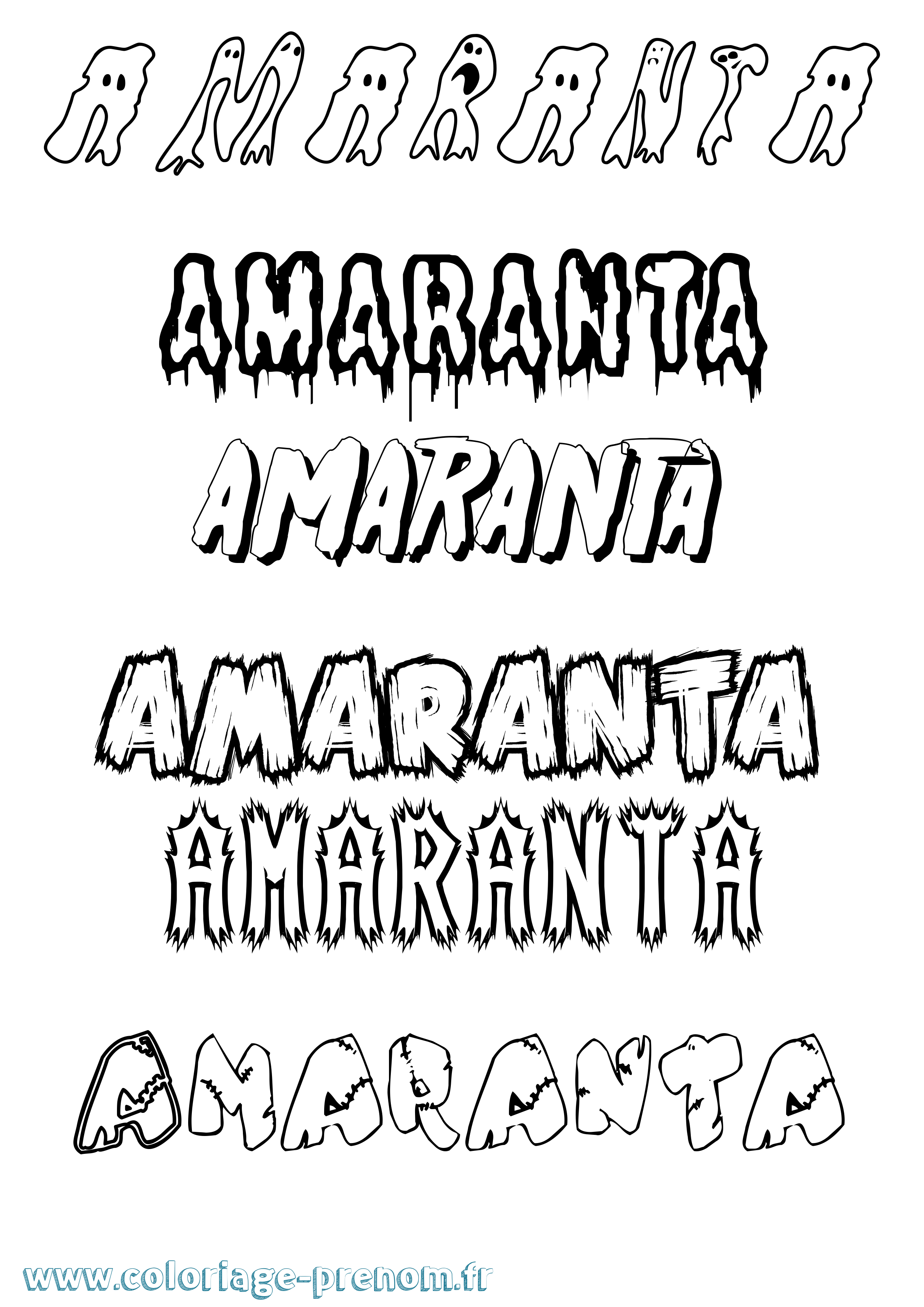 Coloriage Amaranta Frisson Coloriage prénom Amaranta Frisson