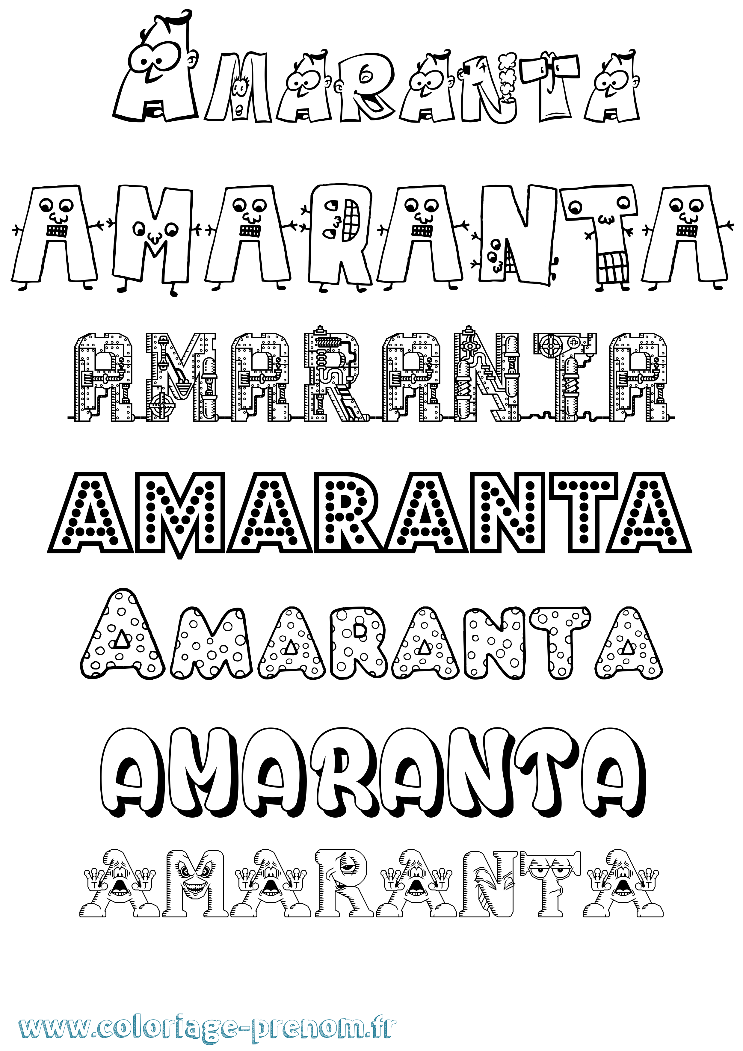Coloriage Amaranta Fun Coloriage prénom Amaranta Fun