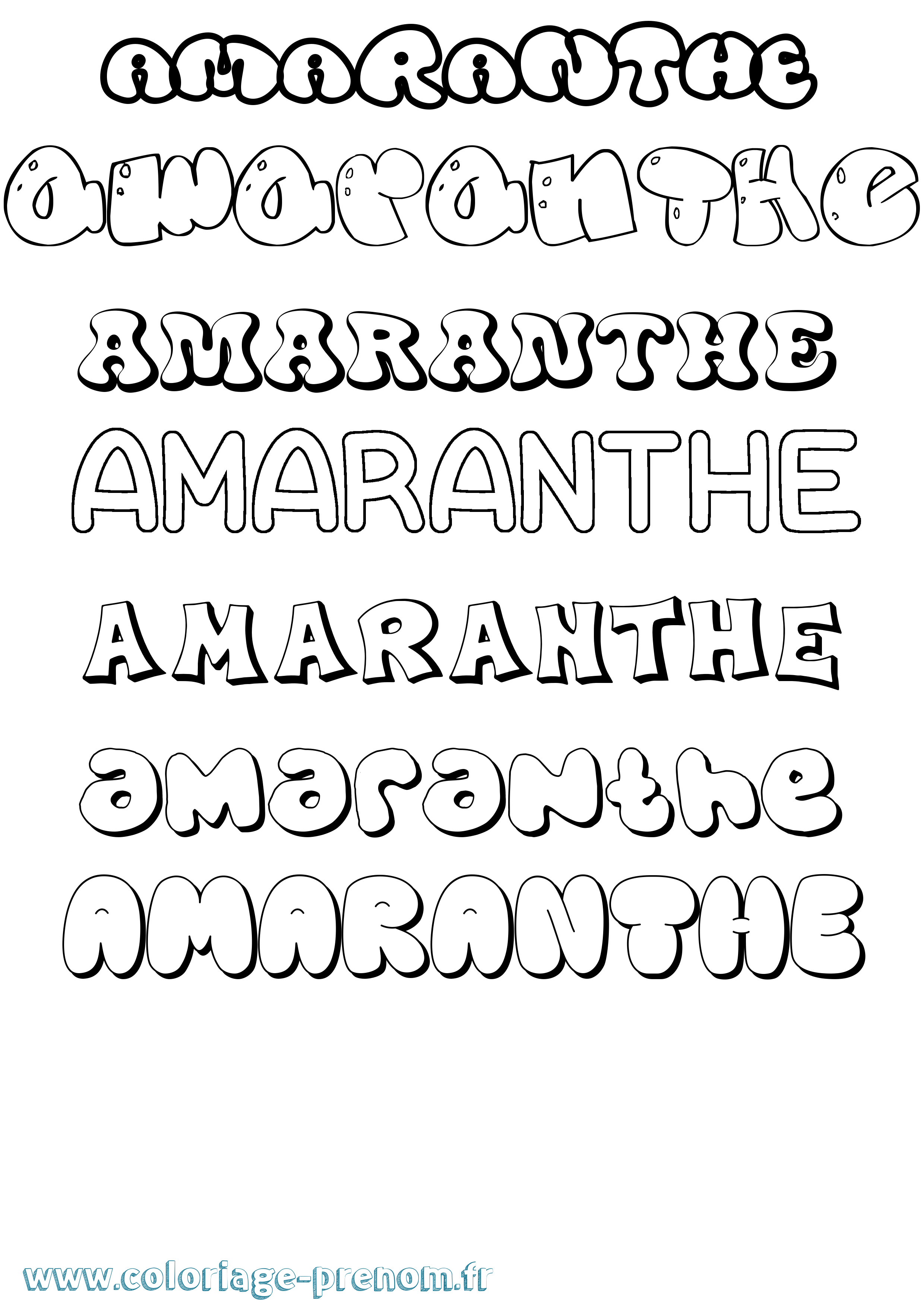 Coloriage Amaranthe Bubble Coloriage prénom Amaranthe Bubble