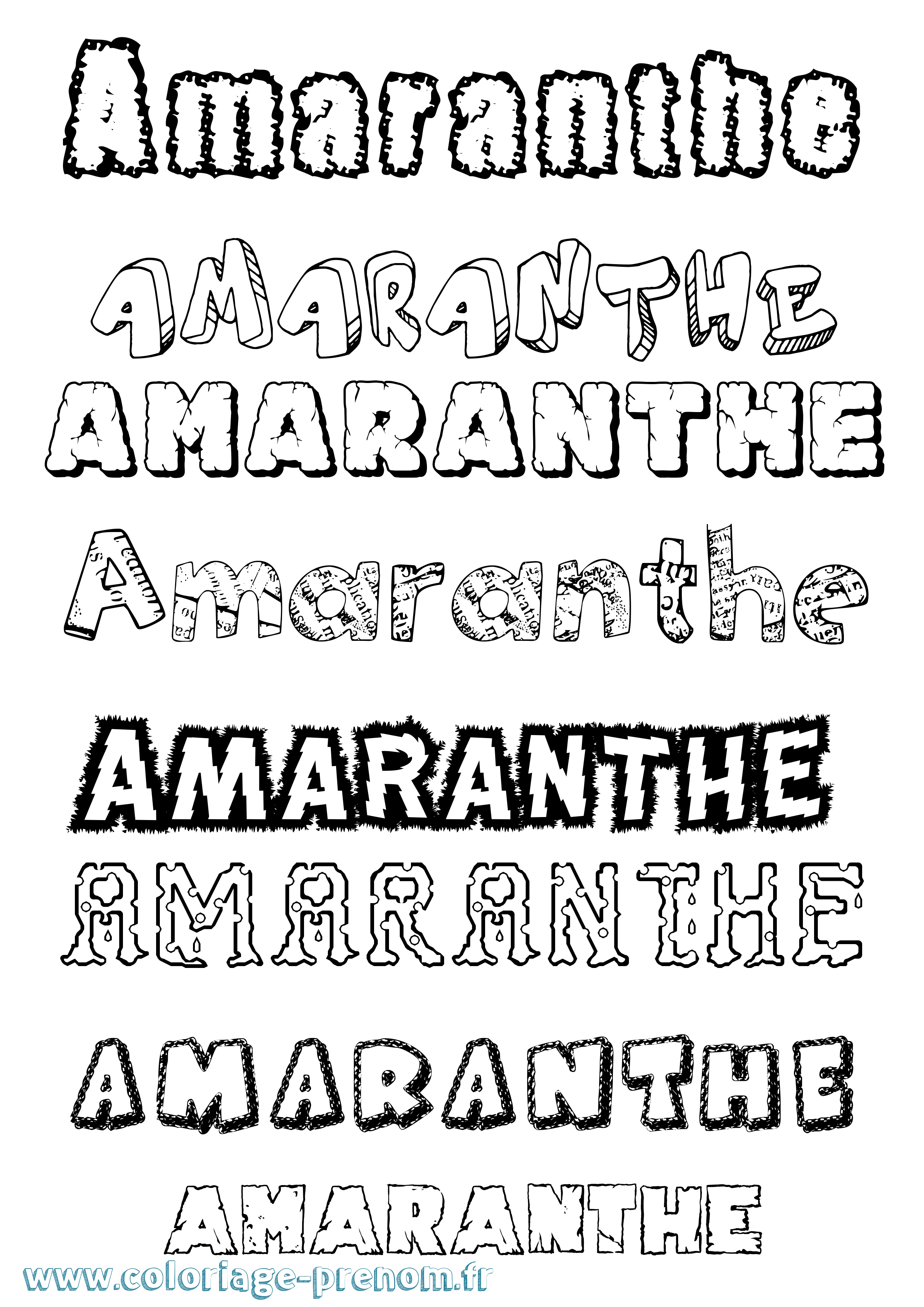 Coloriage Amaranthe Destructuré Coloriage prénom Amaranthe Destructuré