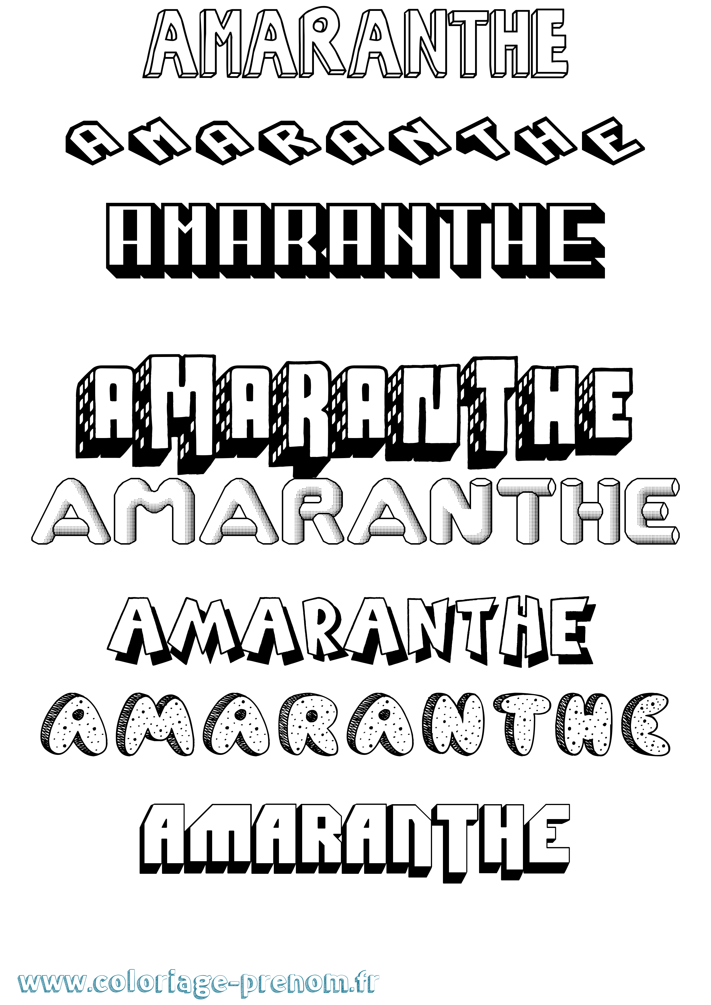 Coloriage Amaranthe Effet 3D Coloriage prénom Amaranthe Effet 3D