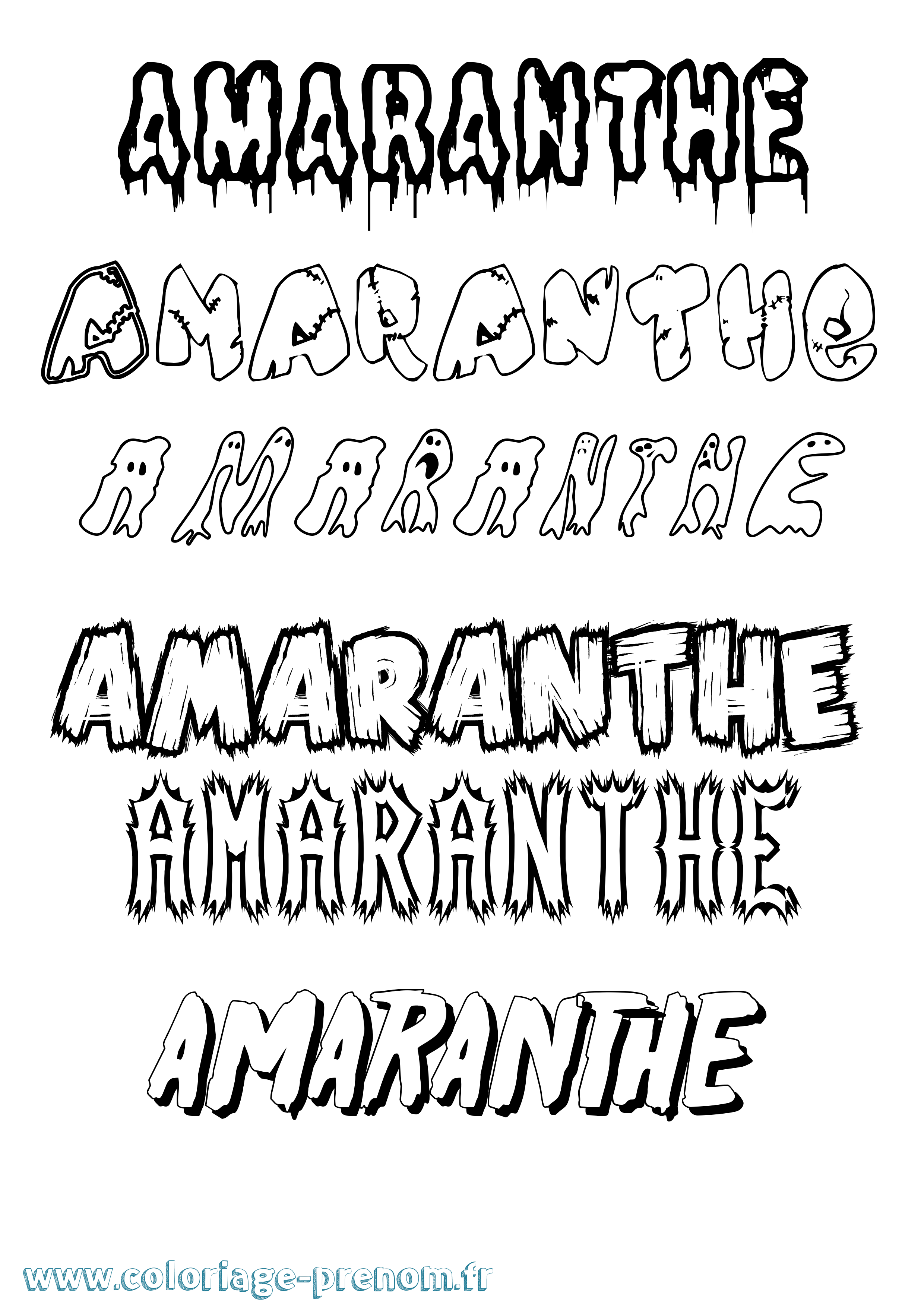 Coloriage Amaranthe Frisson Coloriage prénom Amaranthe Frisson