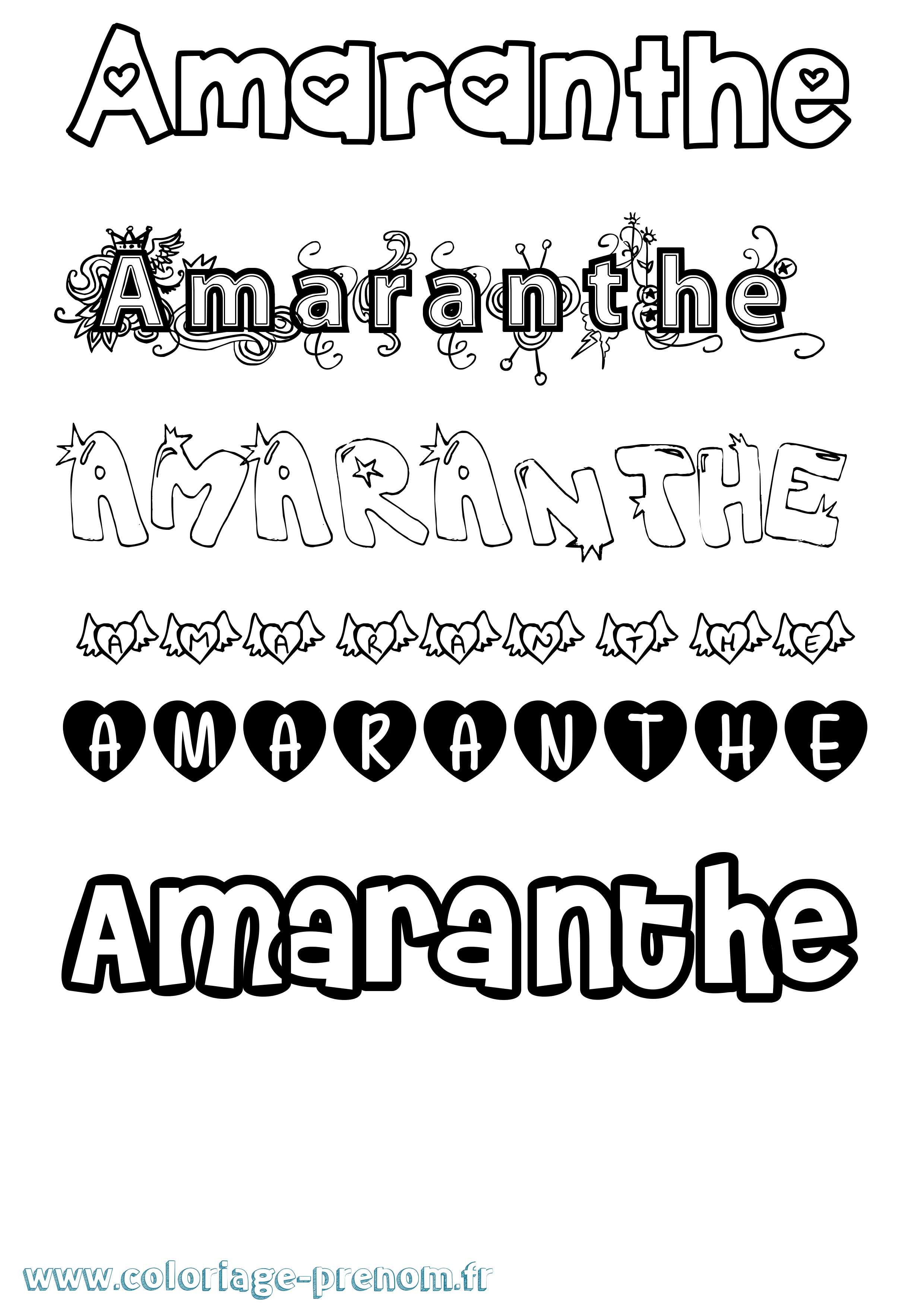 Coloriage Amaranthe Girly Coloriage prénom Amaranthe Girly