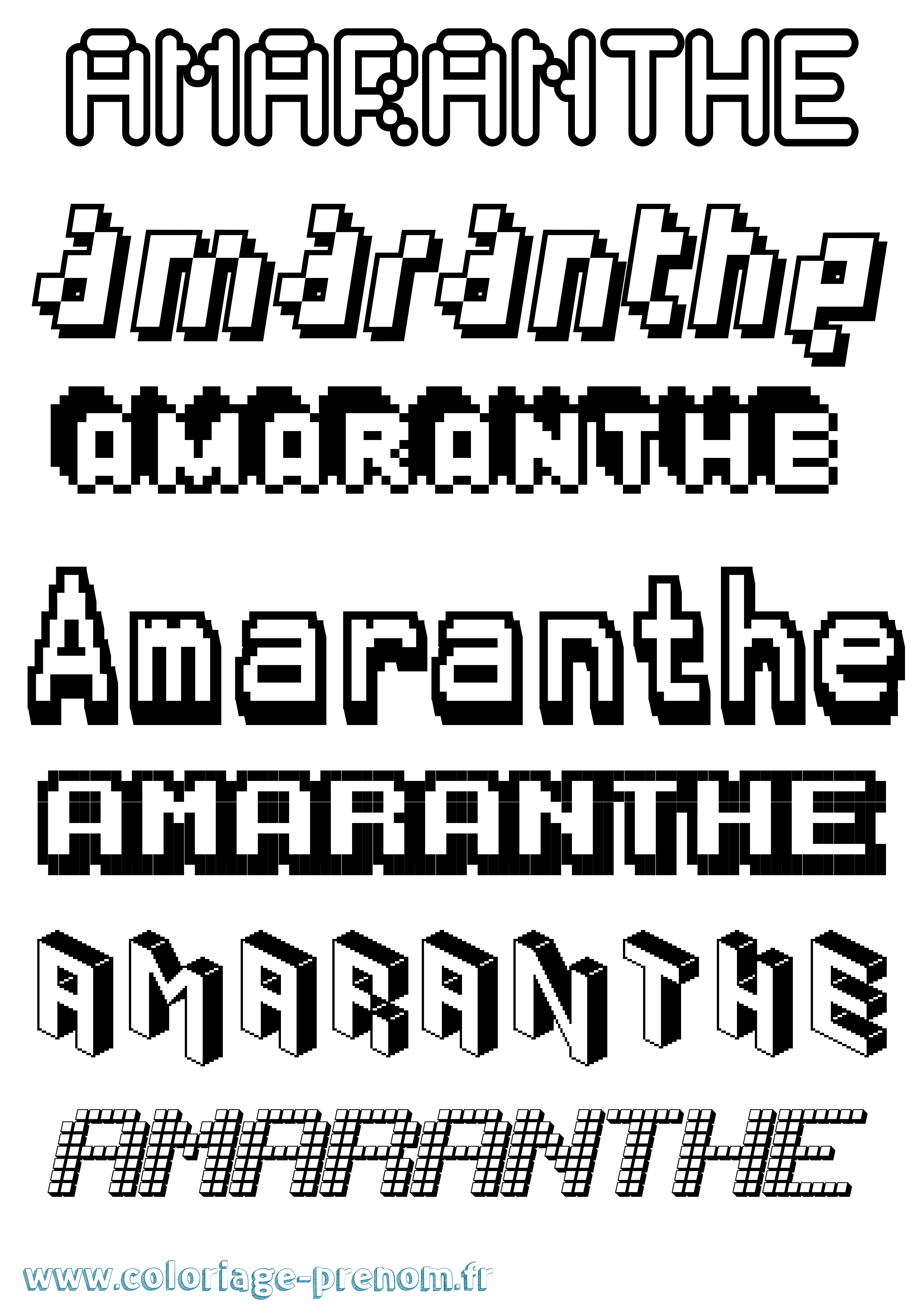 Coloriage Amaranthe Pixel Coloriage prénom Amaranthe Pixel