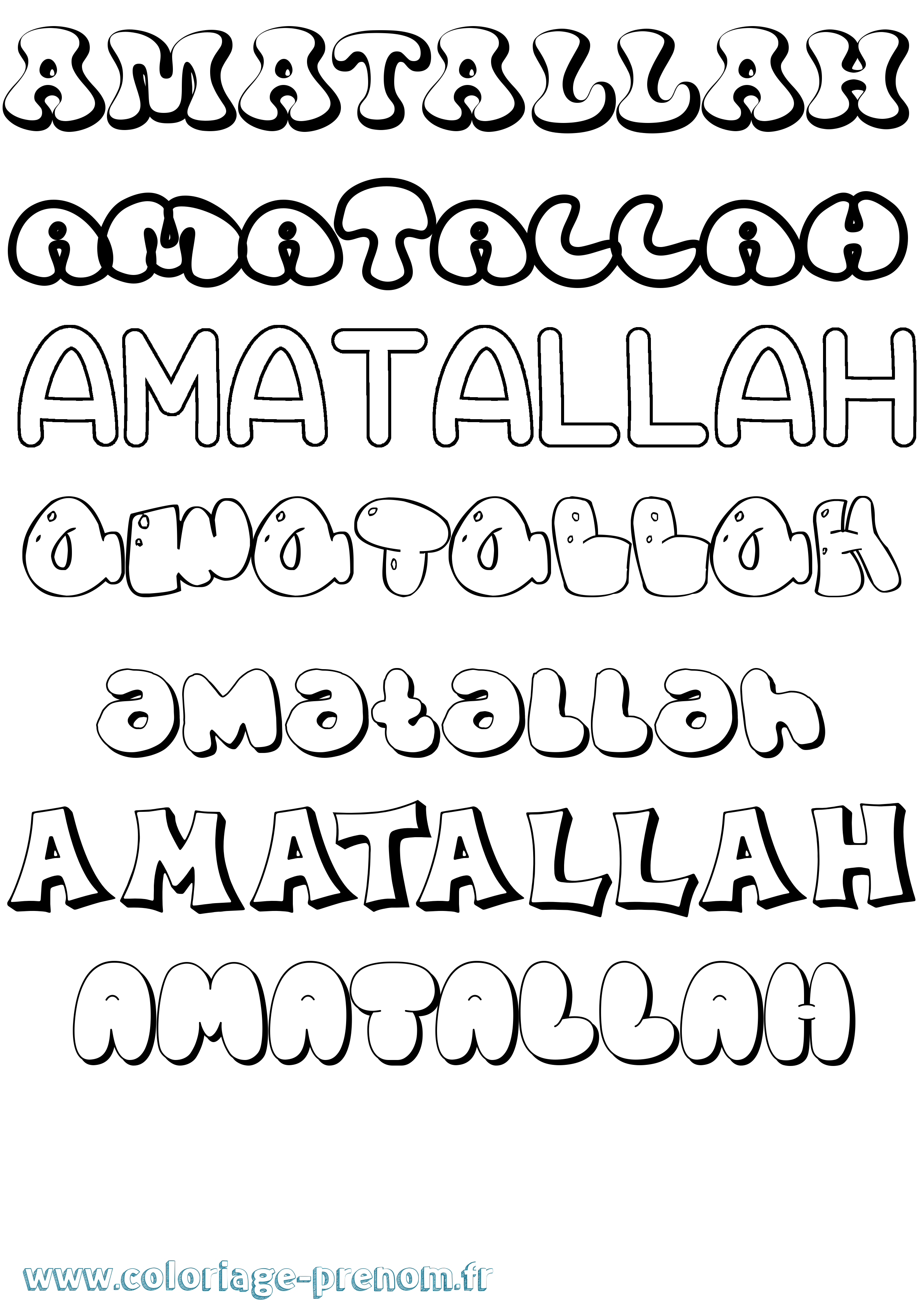 Coloriage Amatallah Bubble Coloriage prénom Amatallah Bubble