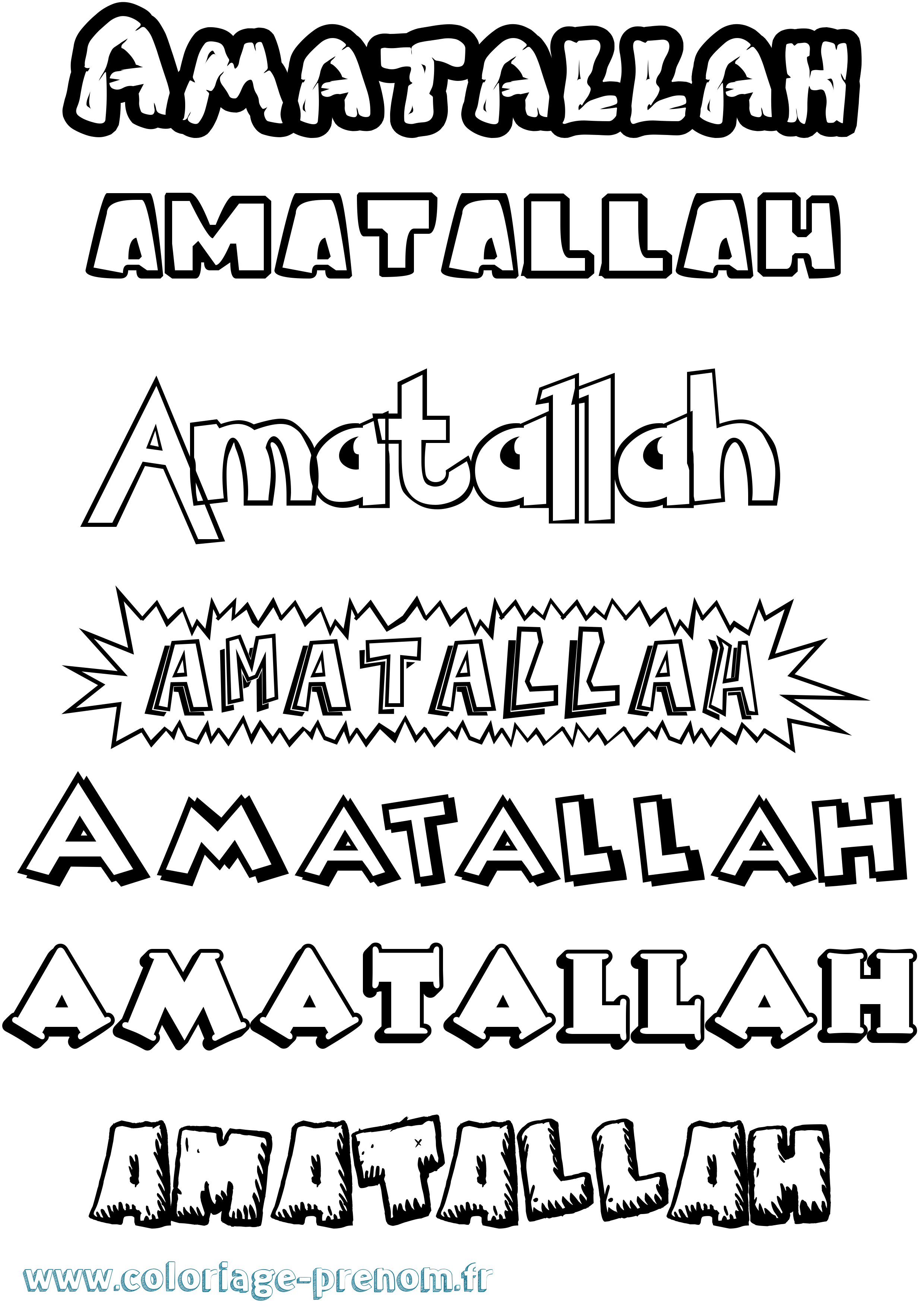 Coloriage Amatallah Dessin Animé Coloriage prénom Amatallah Dessin Animé