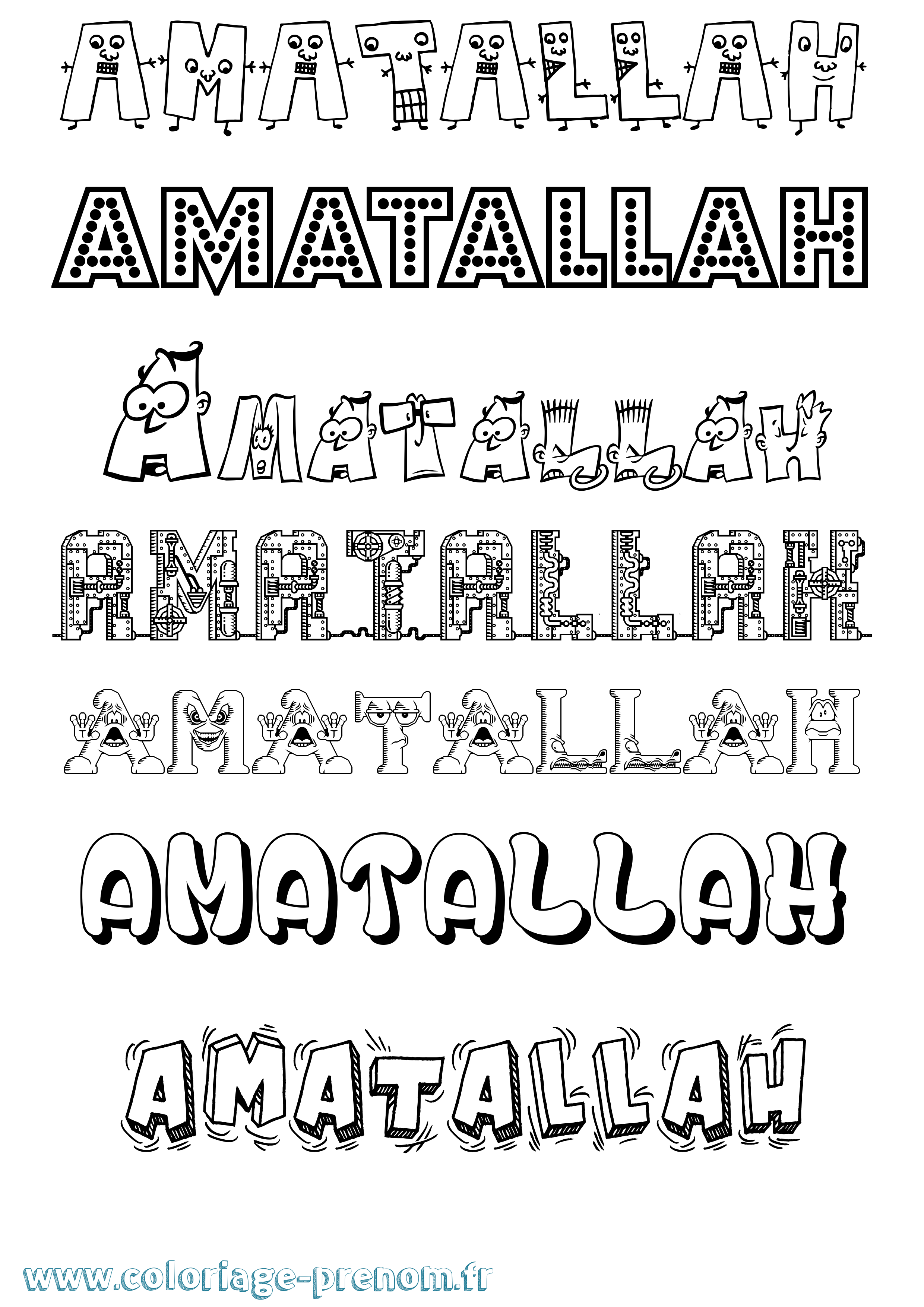 Coloriage Amatallah Fun Coloriage prénom Amatallah Fun