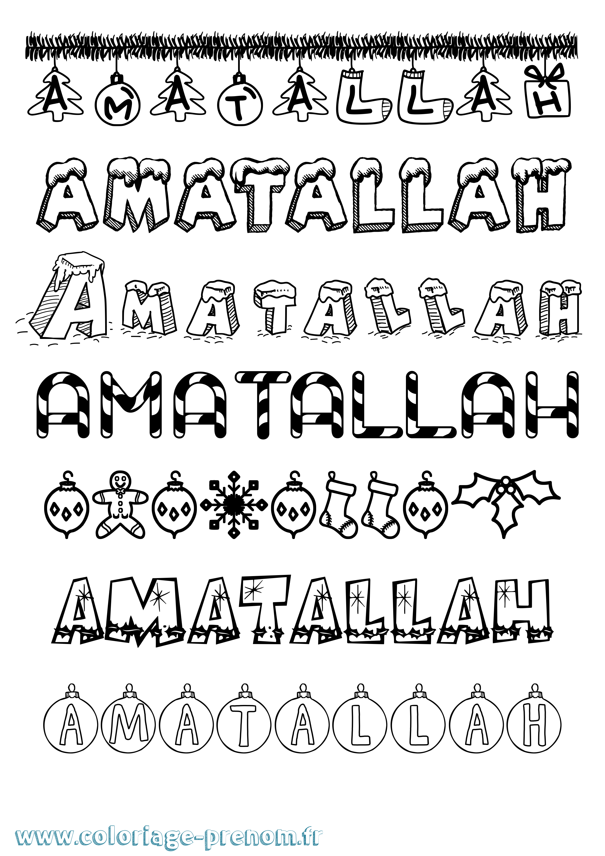 Coloriage Amatallah Noël Coloriage prénom Amatallah Noël