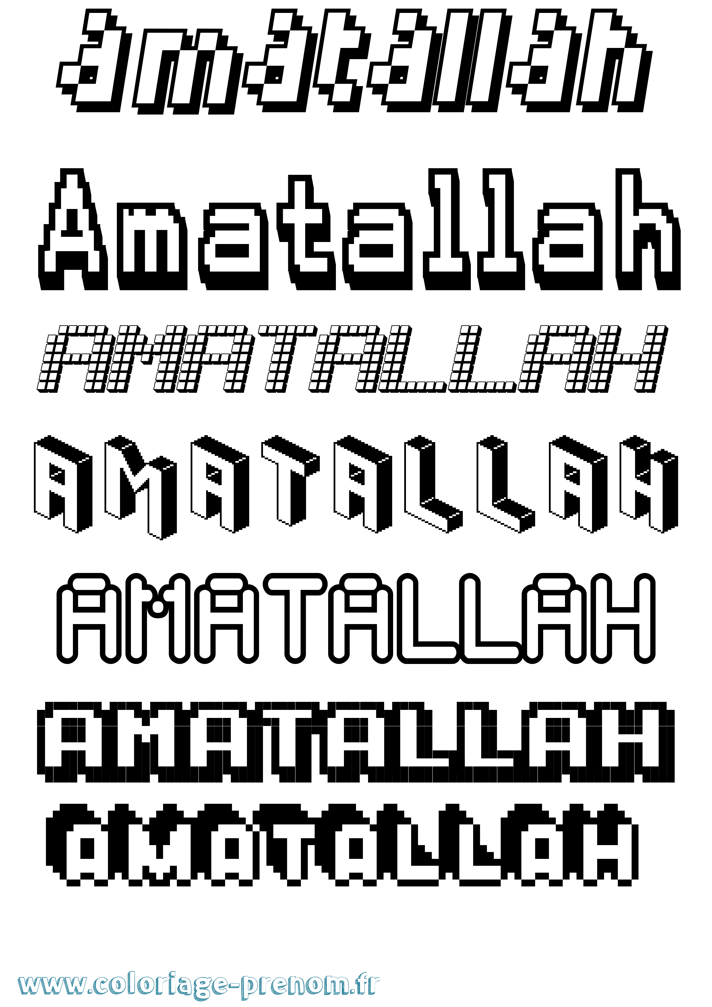 Coloriage Amatallah Pixel Coloriage prénom Amatallah Pixel