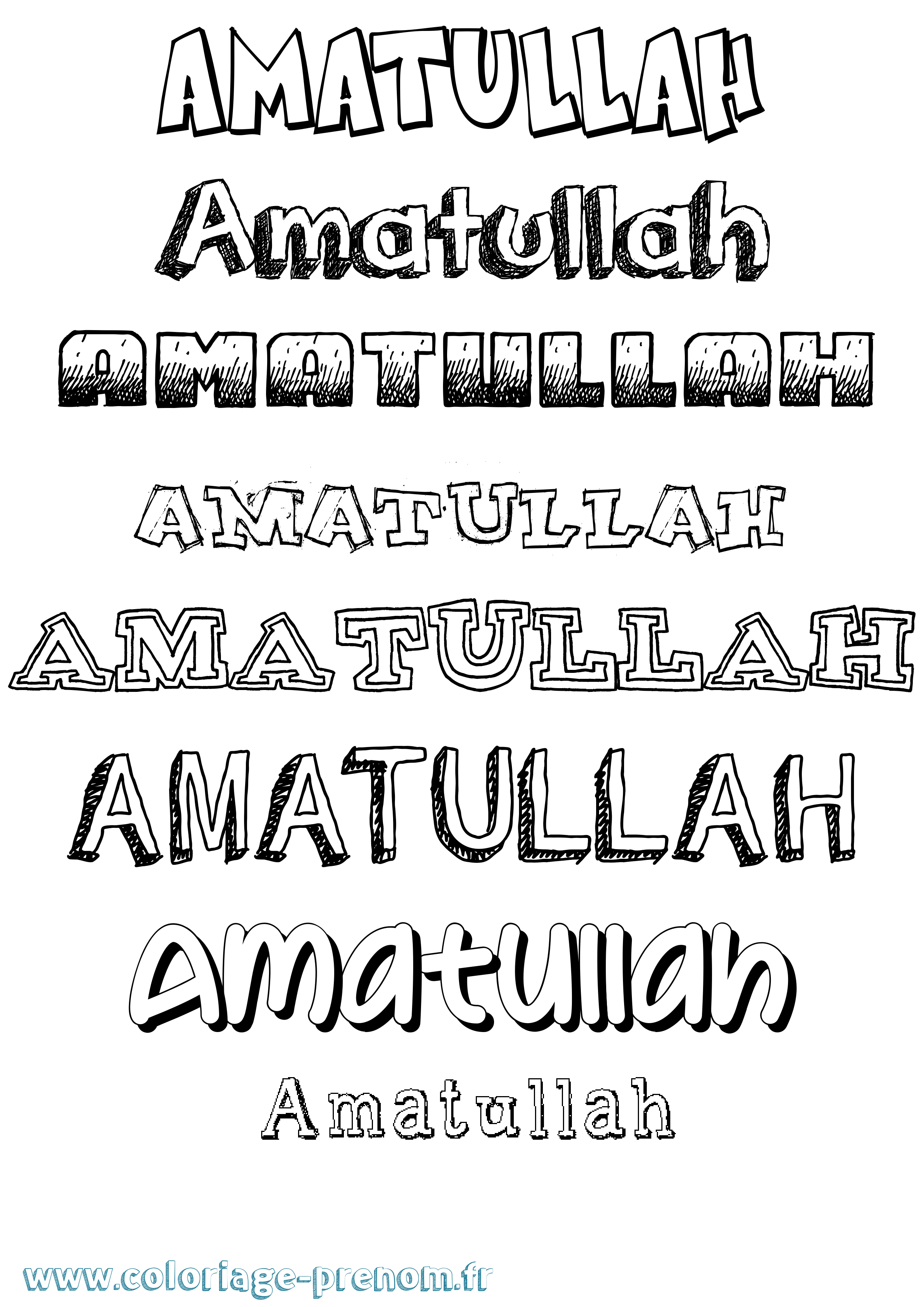 Coloriage Amatullah Dessiné Coloriage prénom Amatullah Dessiné