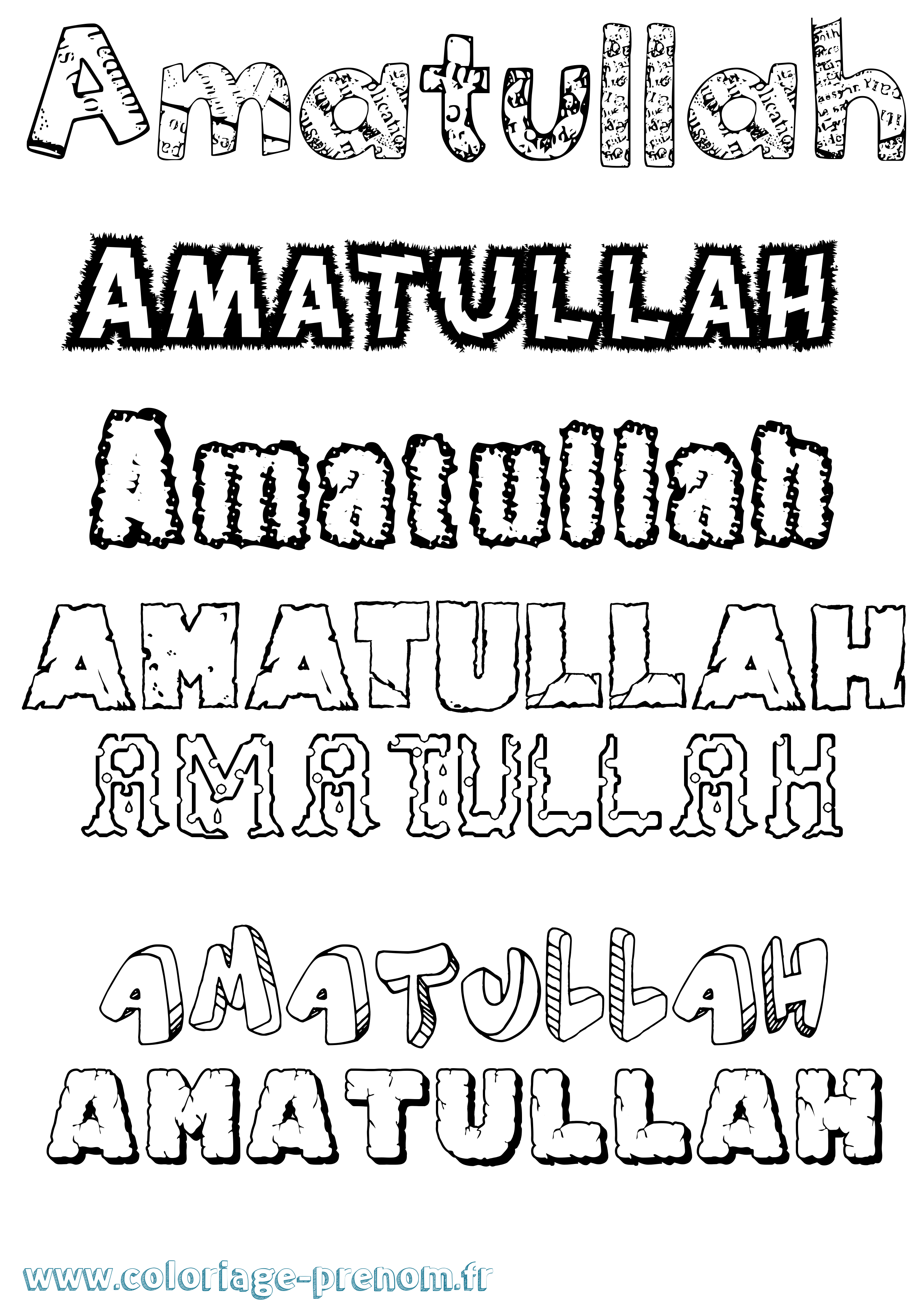 Coloriage Amatullah Destructuré Coloriage prénom Amatullah Destructuré