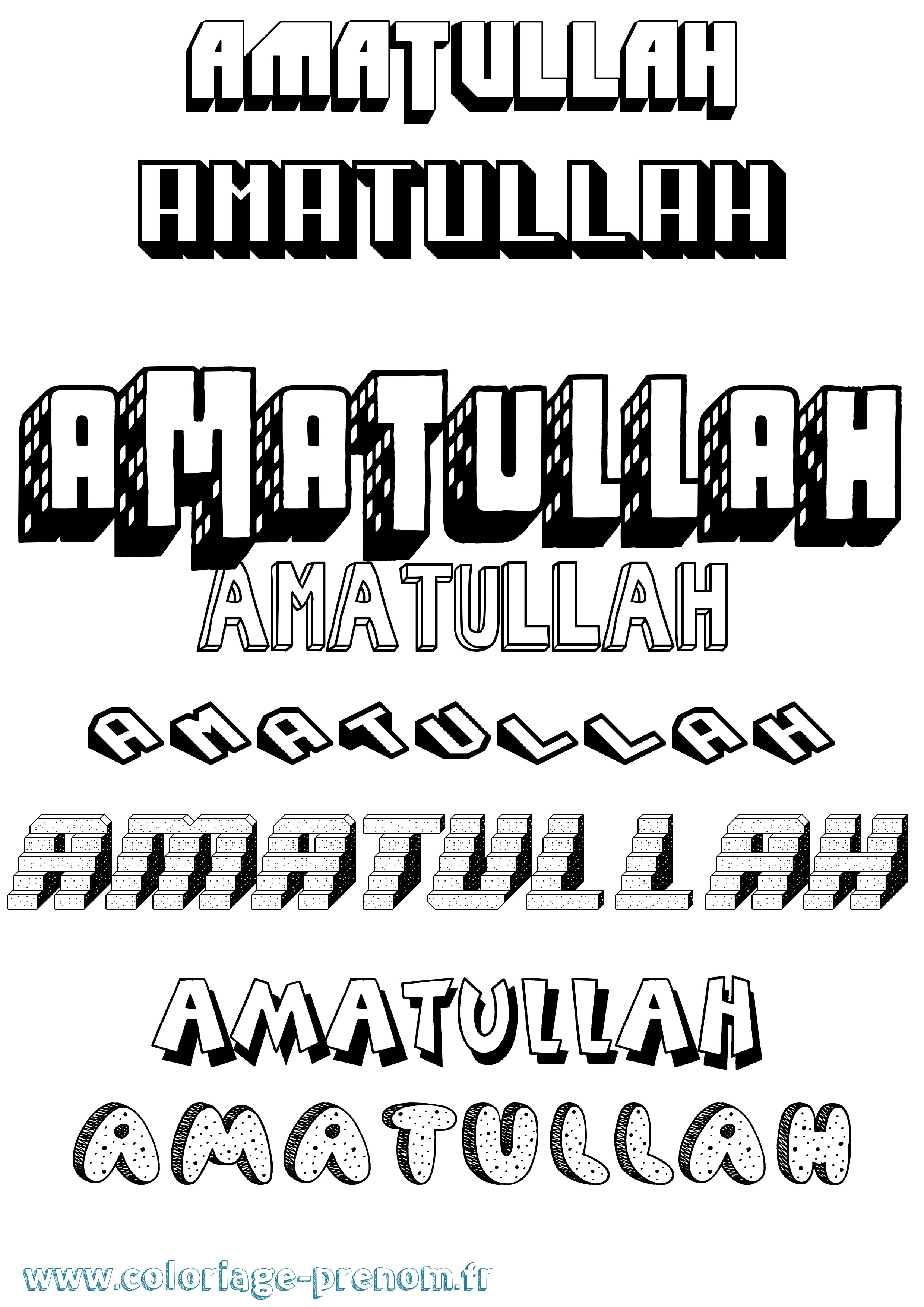 Coloriage Amatullah Effet 3D Coloriage prénom Amatullah Effet 3D