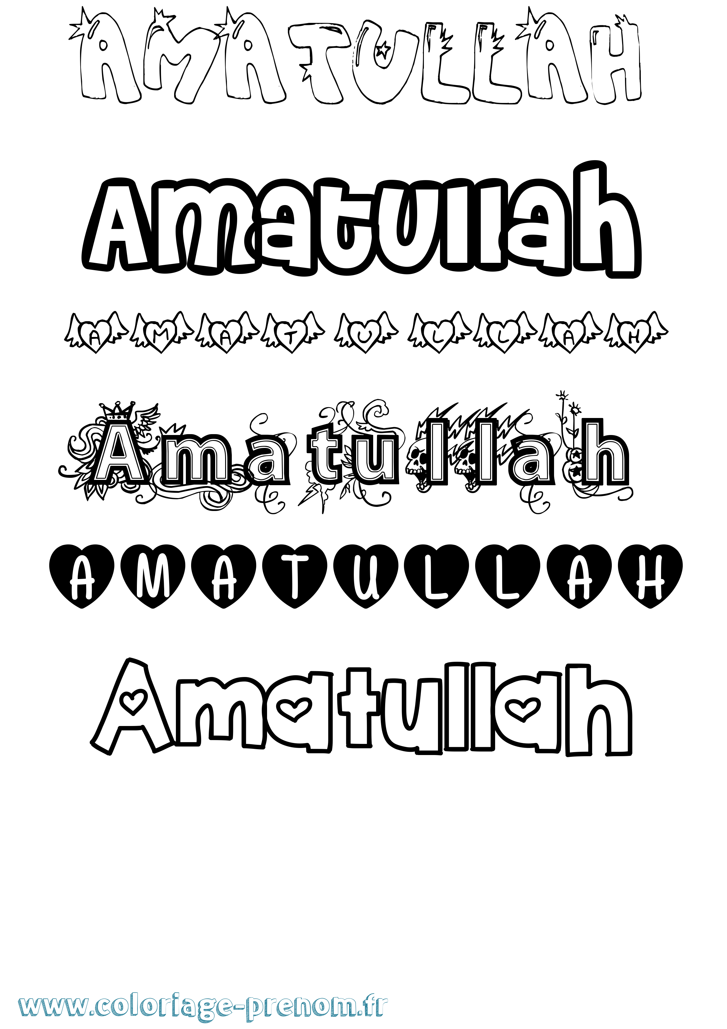 Coloriage Amatullah Girly Coloriage prénom Amatullah Girly