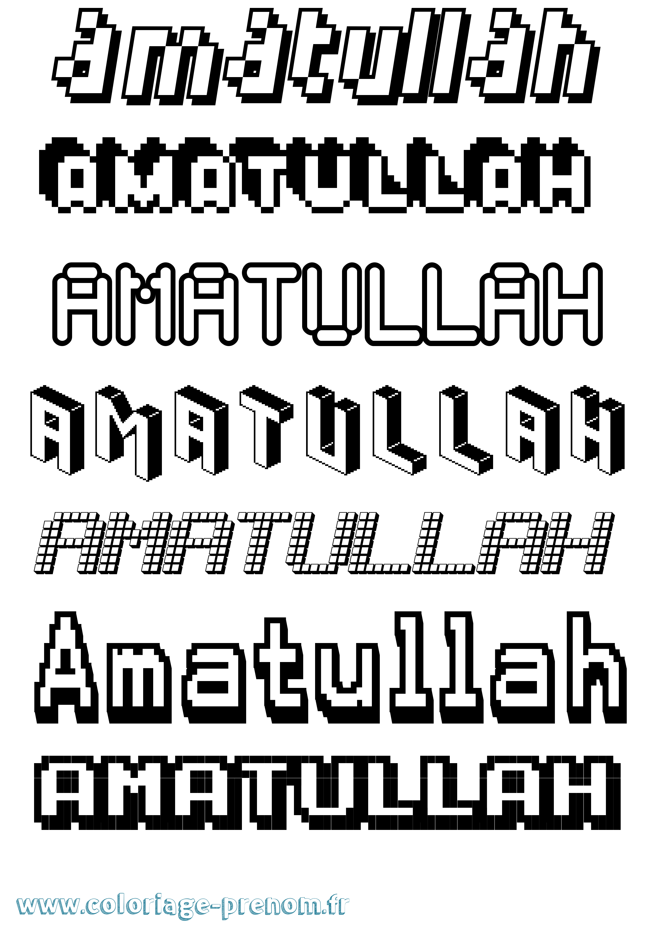 Coloriage Amatullah Pixel Coloriage prénom Amatullah Pixel