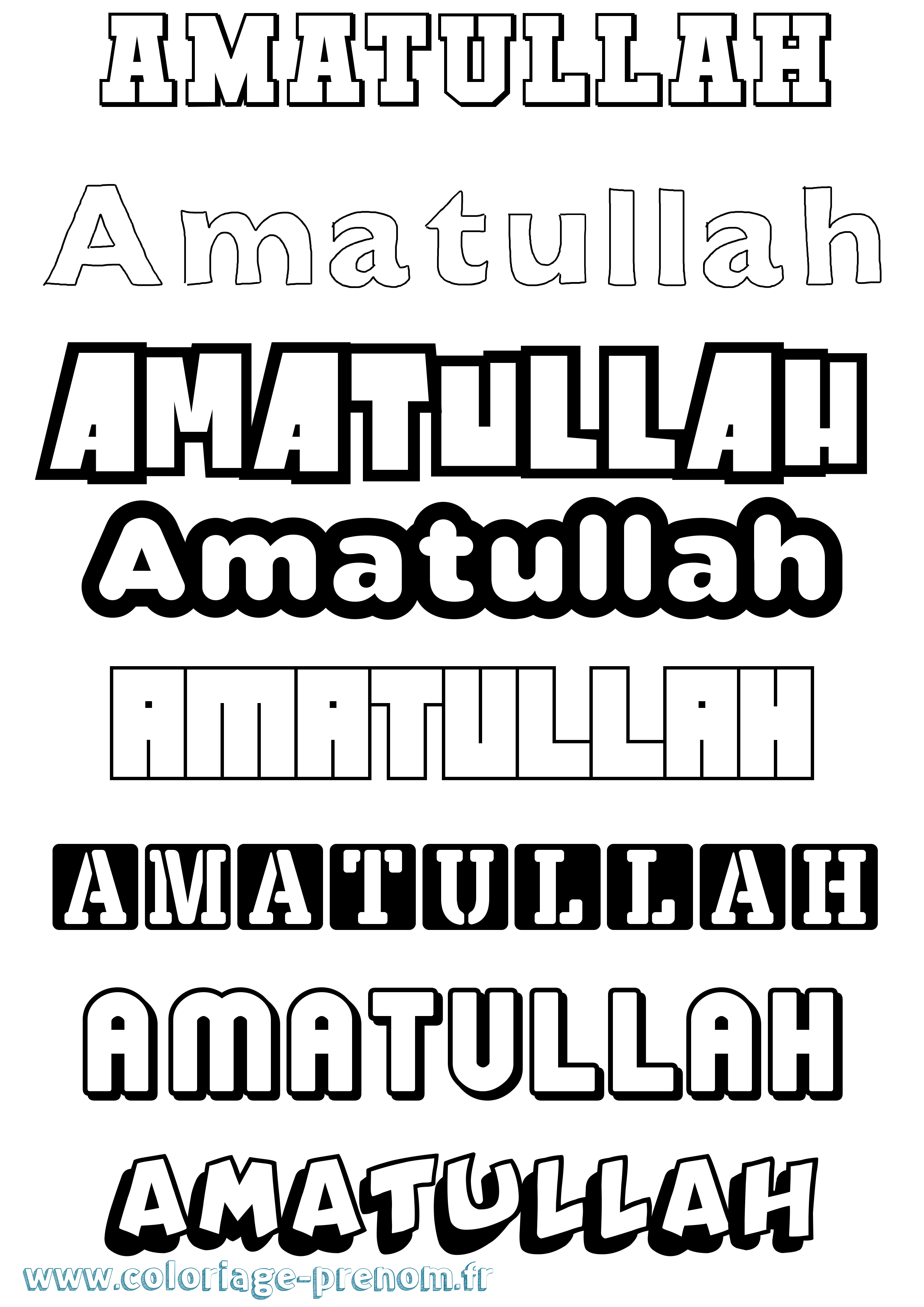 Coloriage Amatullah Simple Coloriage prénom Amatullah Simple