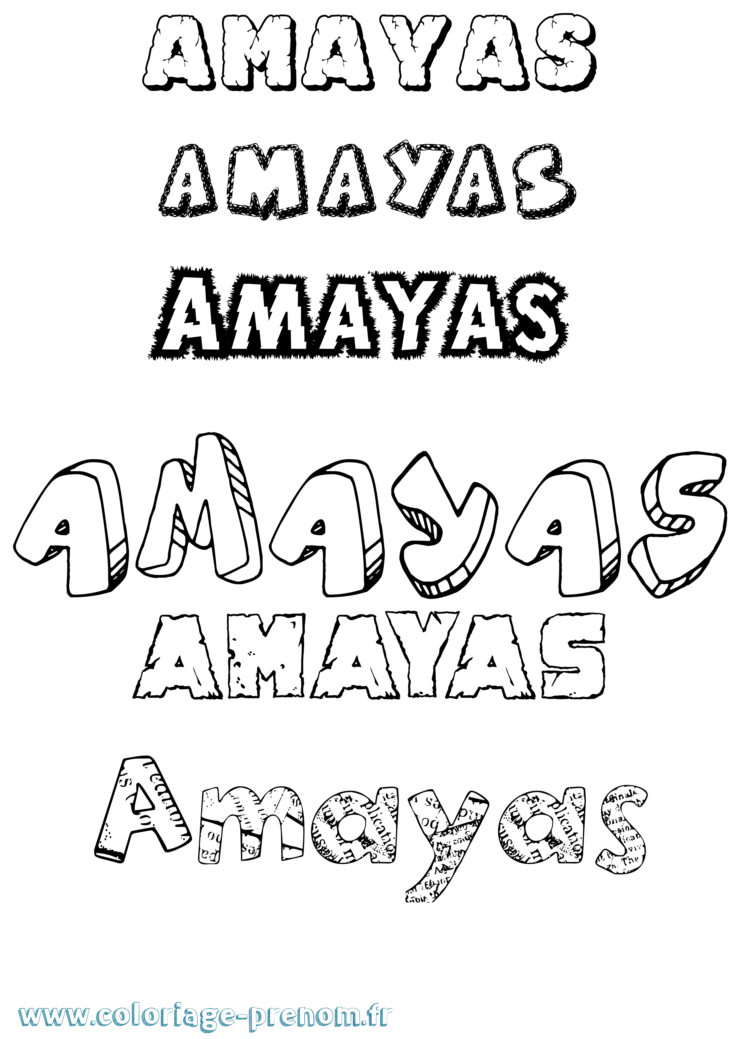 Coloriage Amayas Destructuré Coloriage prénom Amayas Destructuré