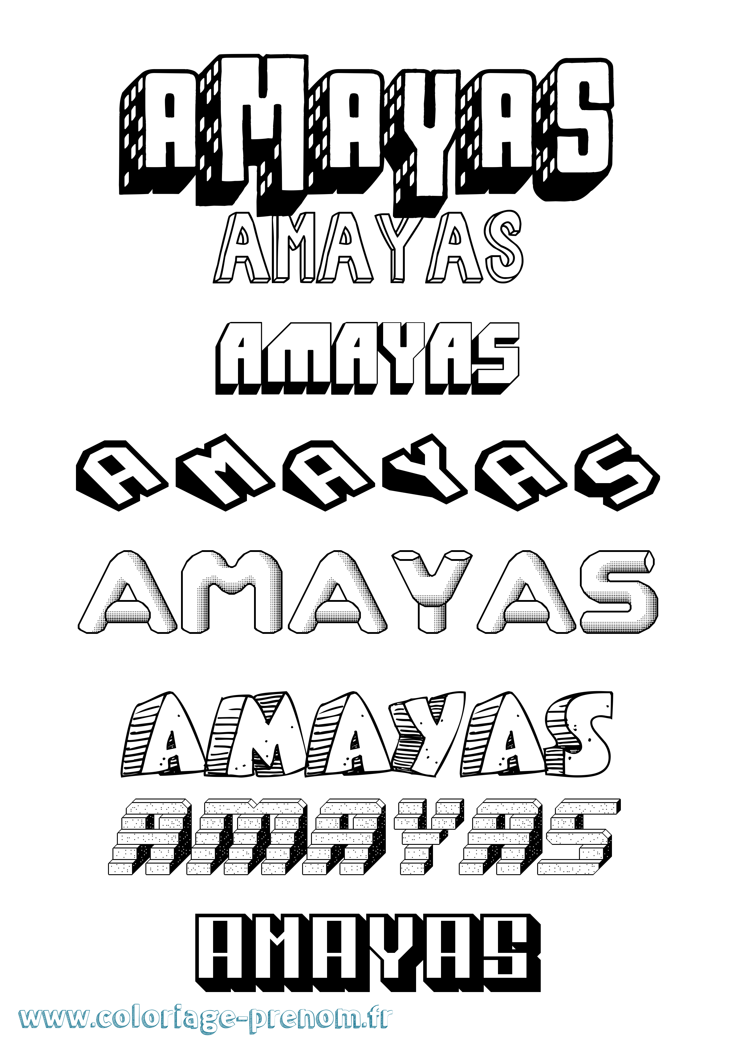 Coloriage Amayas Effet 3D Coloriage prénom Amayas Effet 3D