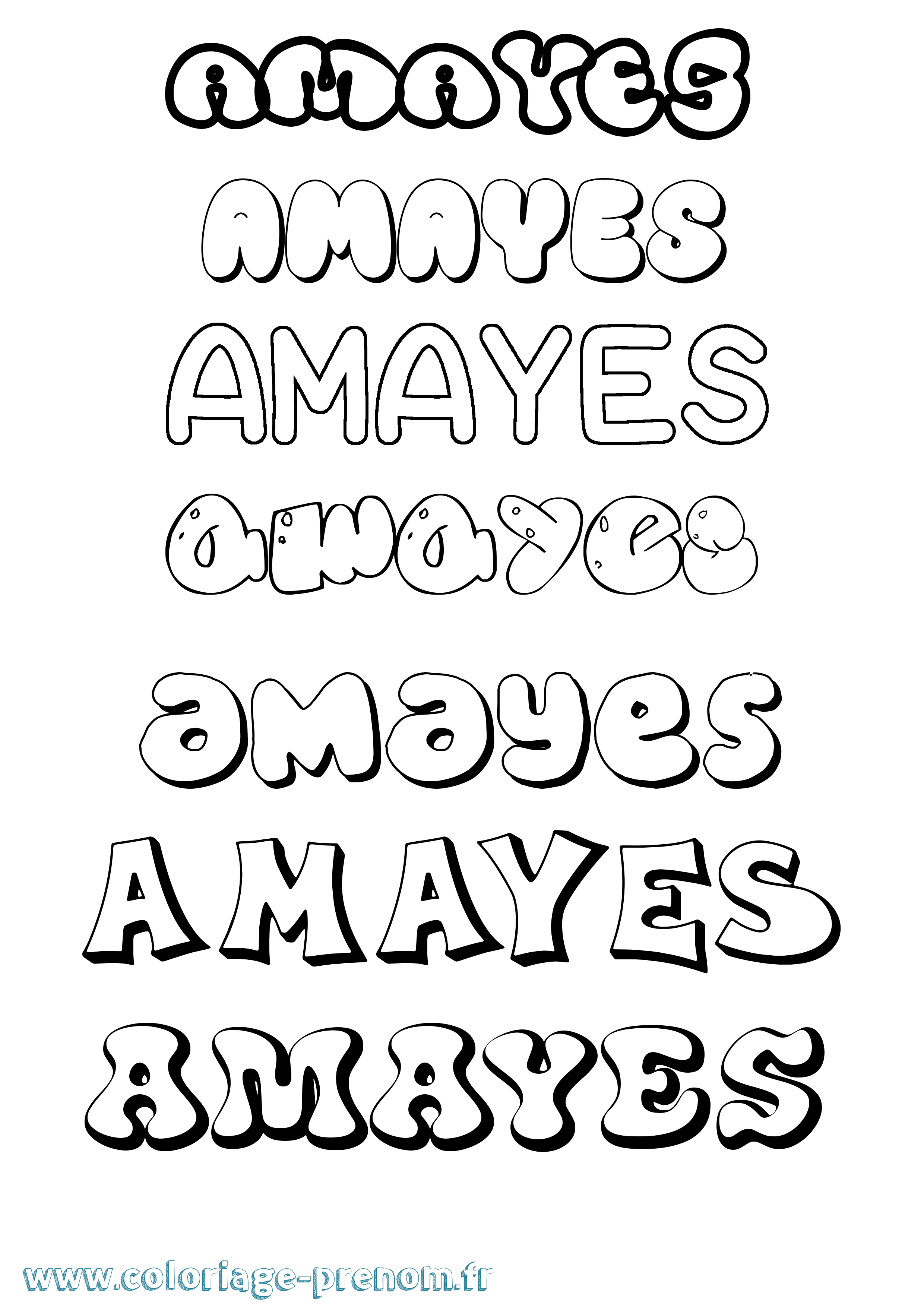 Coloriage Amayes Bubble Coloriage prénom Amayes Bubble