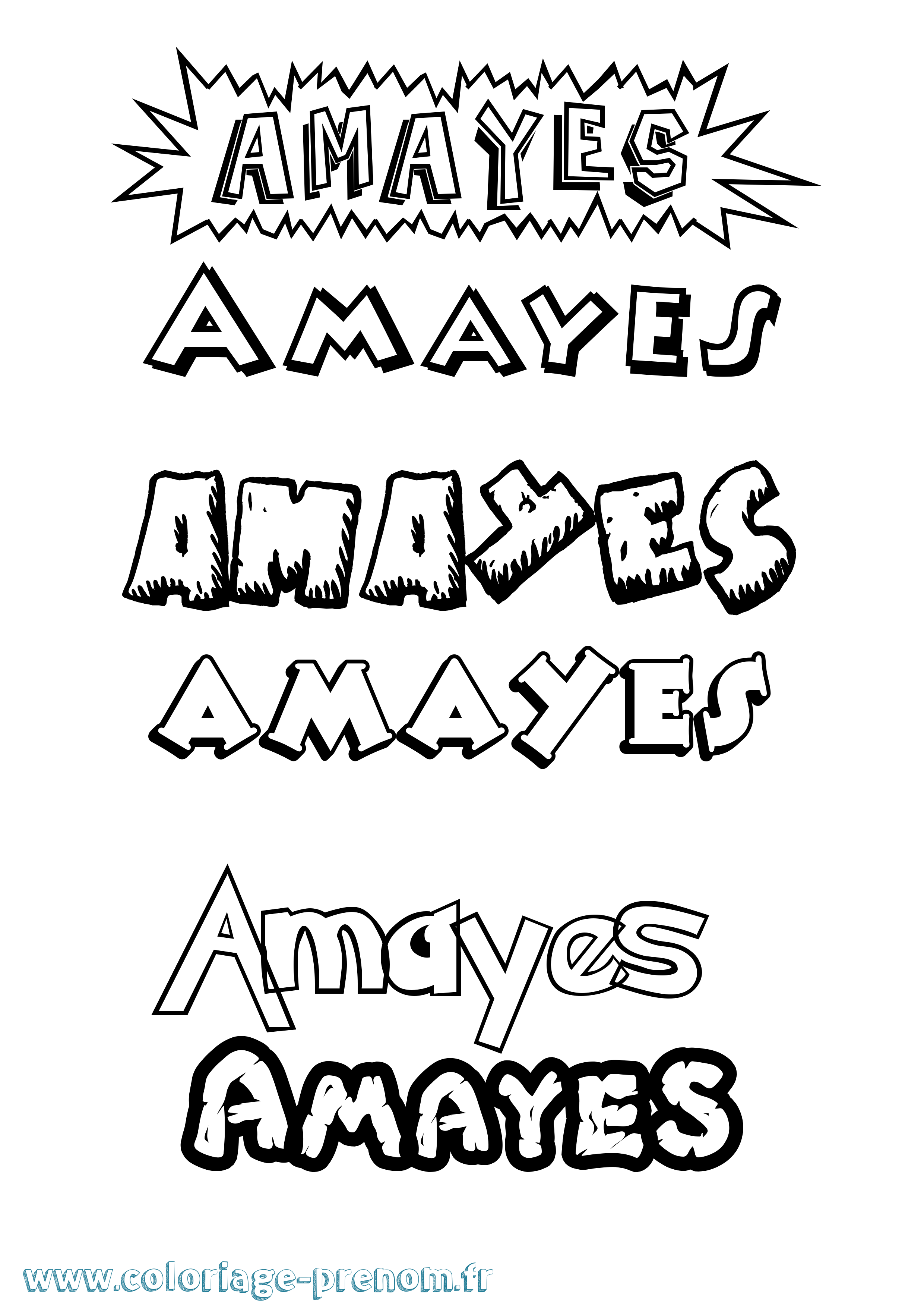 Coloriage Amayes Dessin Animé Coloriage prénom Amayes Dessin Animé