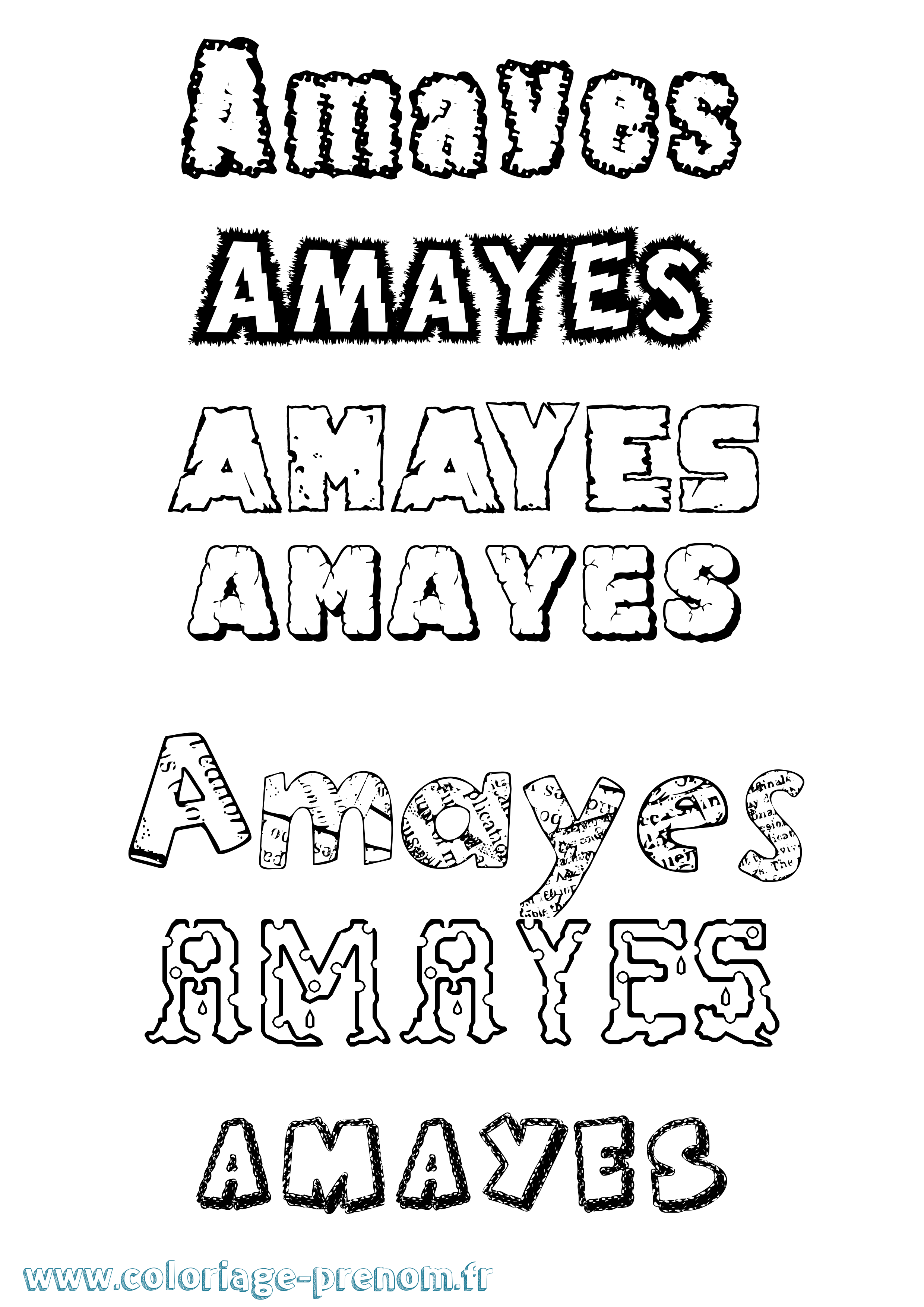 Coloriage Amayes Destructuré Coloriage prénom Amayes Destructuré