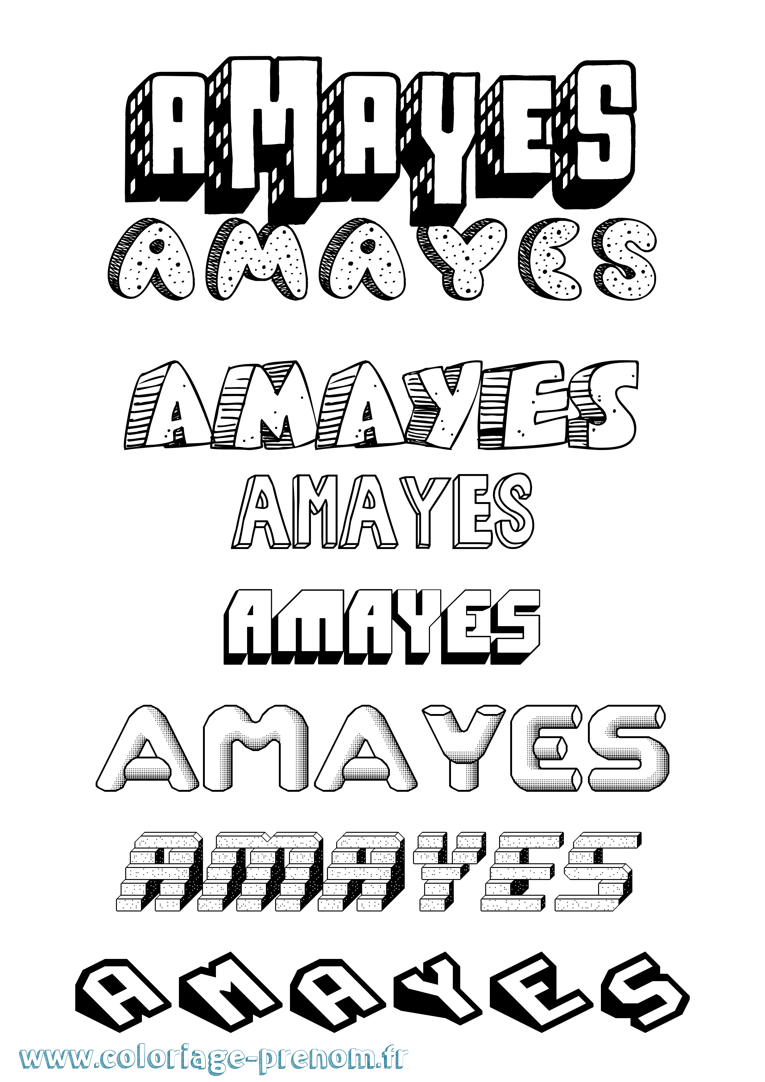 Coloriage Amayes Effet 3D Coloriage prénom Amayes Effet 3D