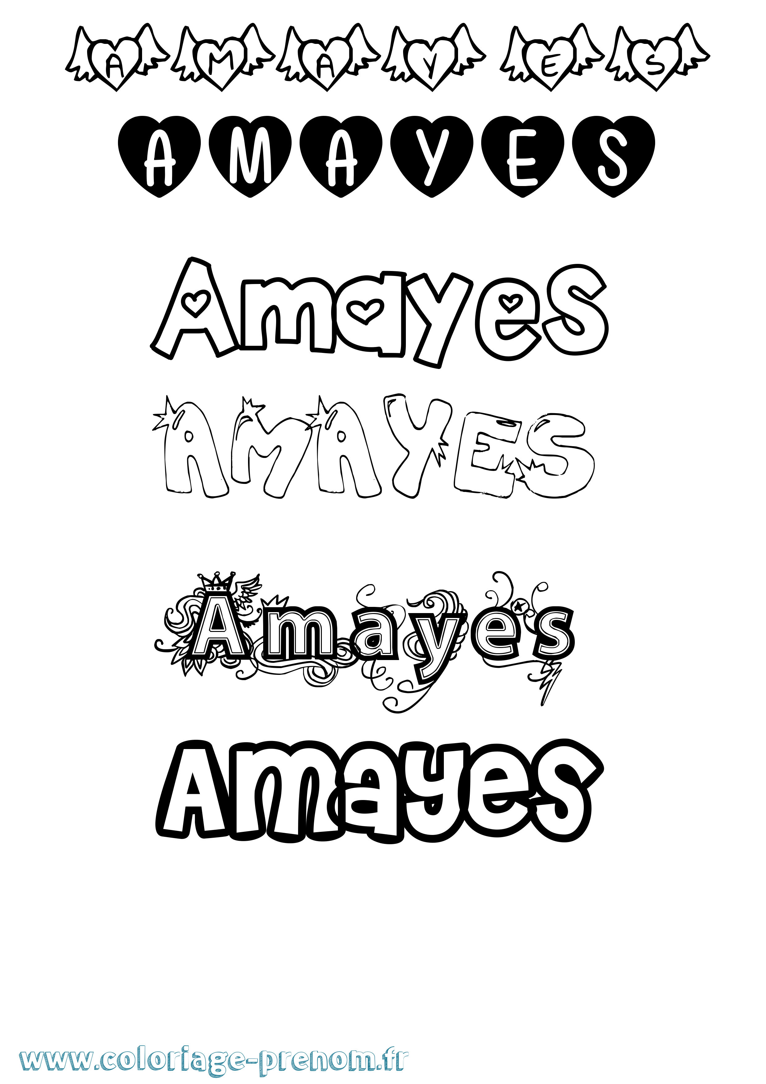Coloriage Amayes Girly Coloriage prénom Amayes Girly