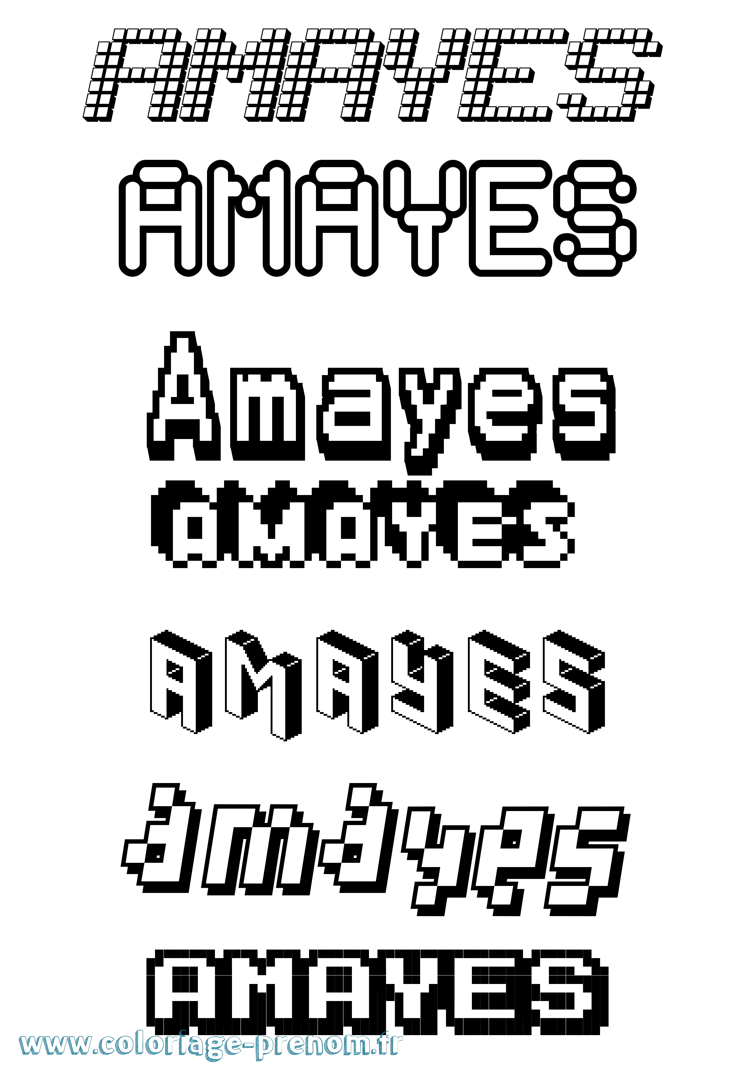 Coloriage Amayes Pixel Coloriage prénom Amayes Pixel