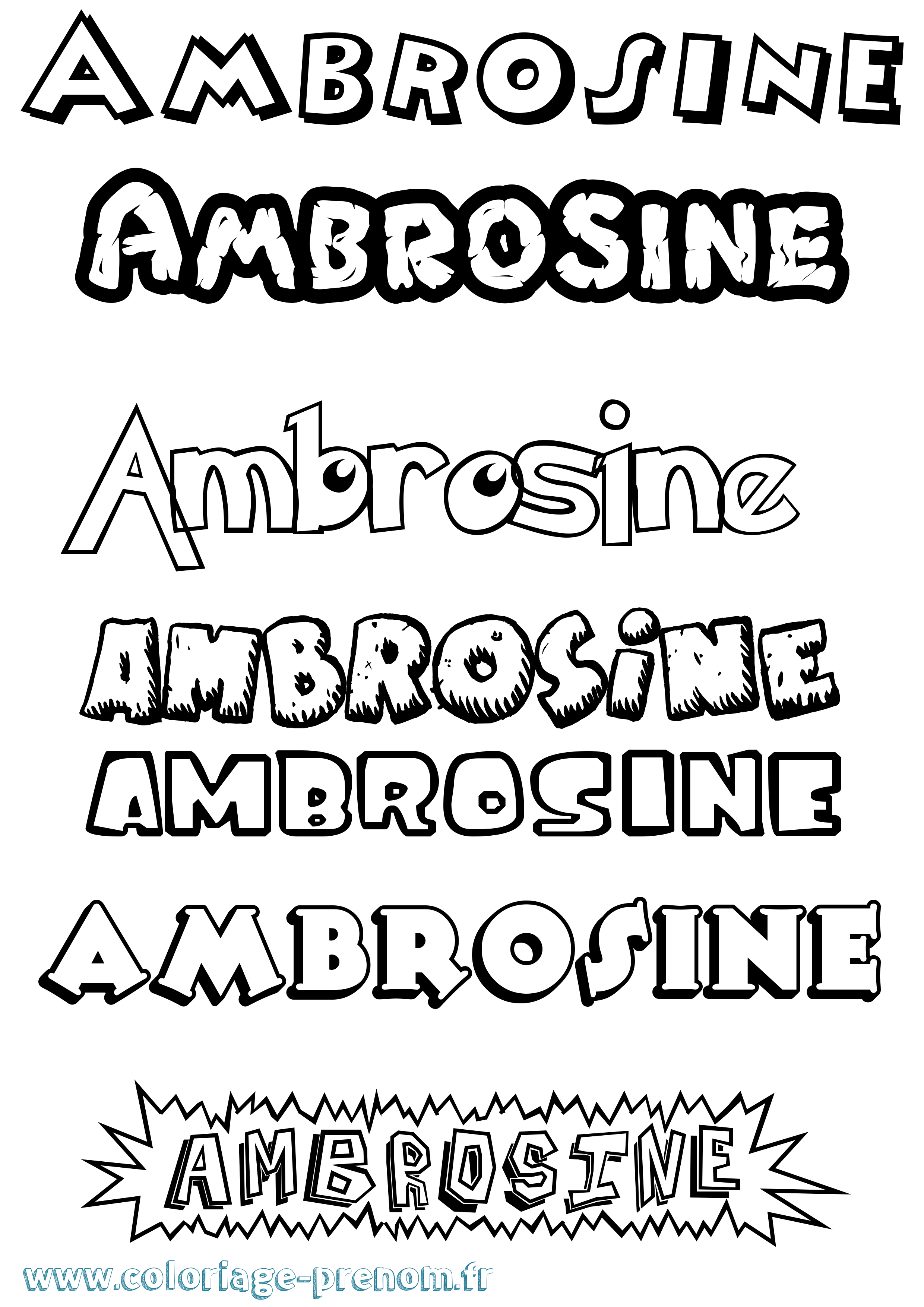 Coloriage Ambrosine Dessin Animé Coloriage prénom Ambrosine Dessin Animé