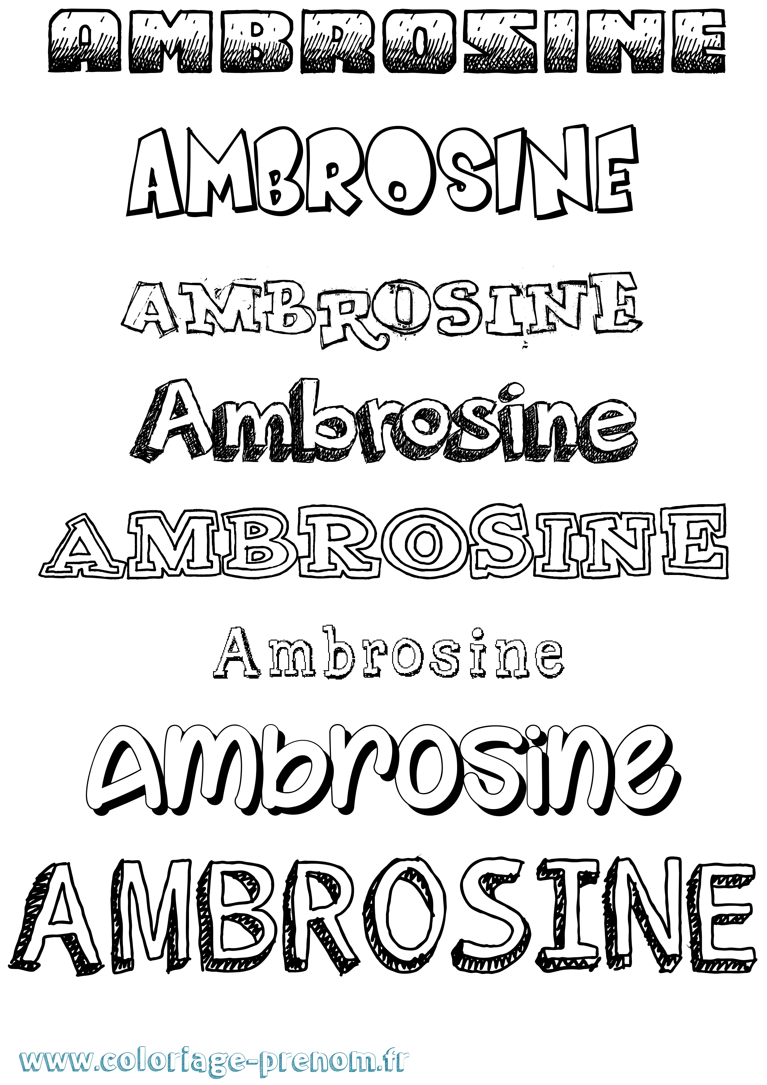 Coloriage Ambrosine Dessiné Coloriage prénom Ambrosine Dessiné