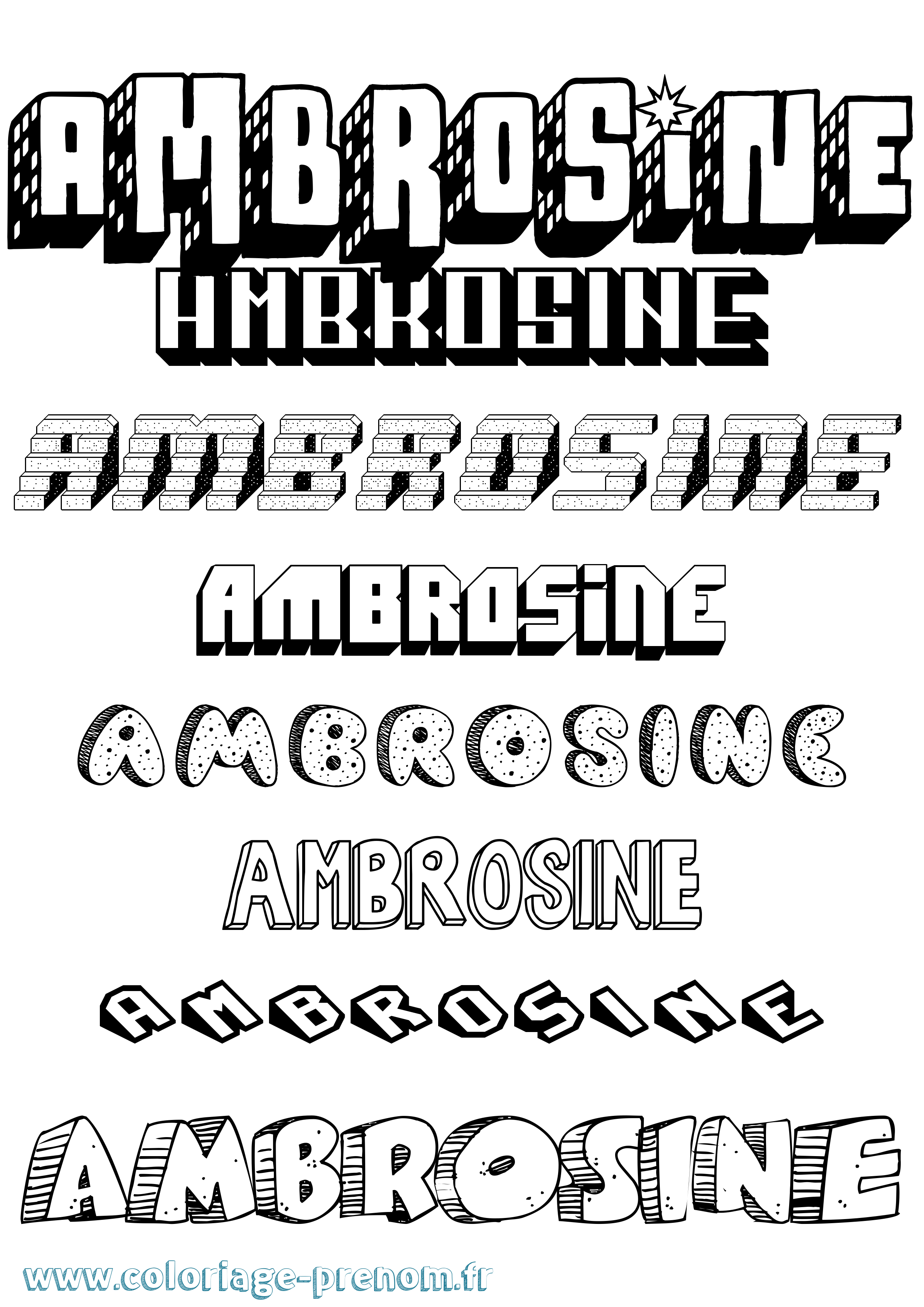 Coloriage Ambrosine Effet 3D Coloriage prénom Ambrosine Effet 3D