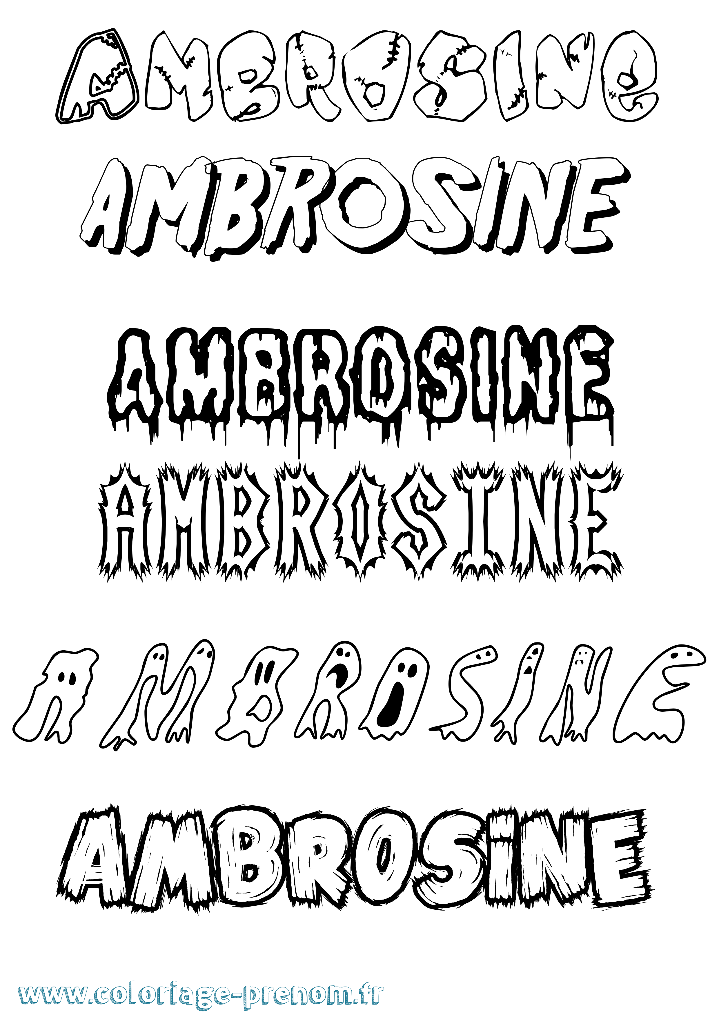 Coloriage Ambrosine Frisson Coloriage prénom Ambrosine Frisson