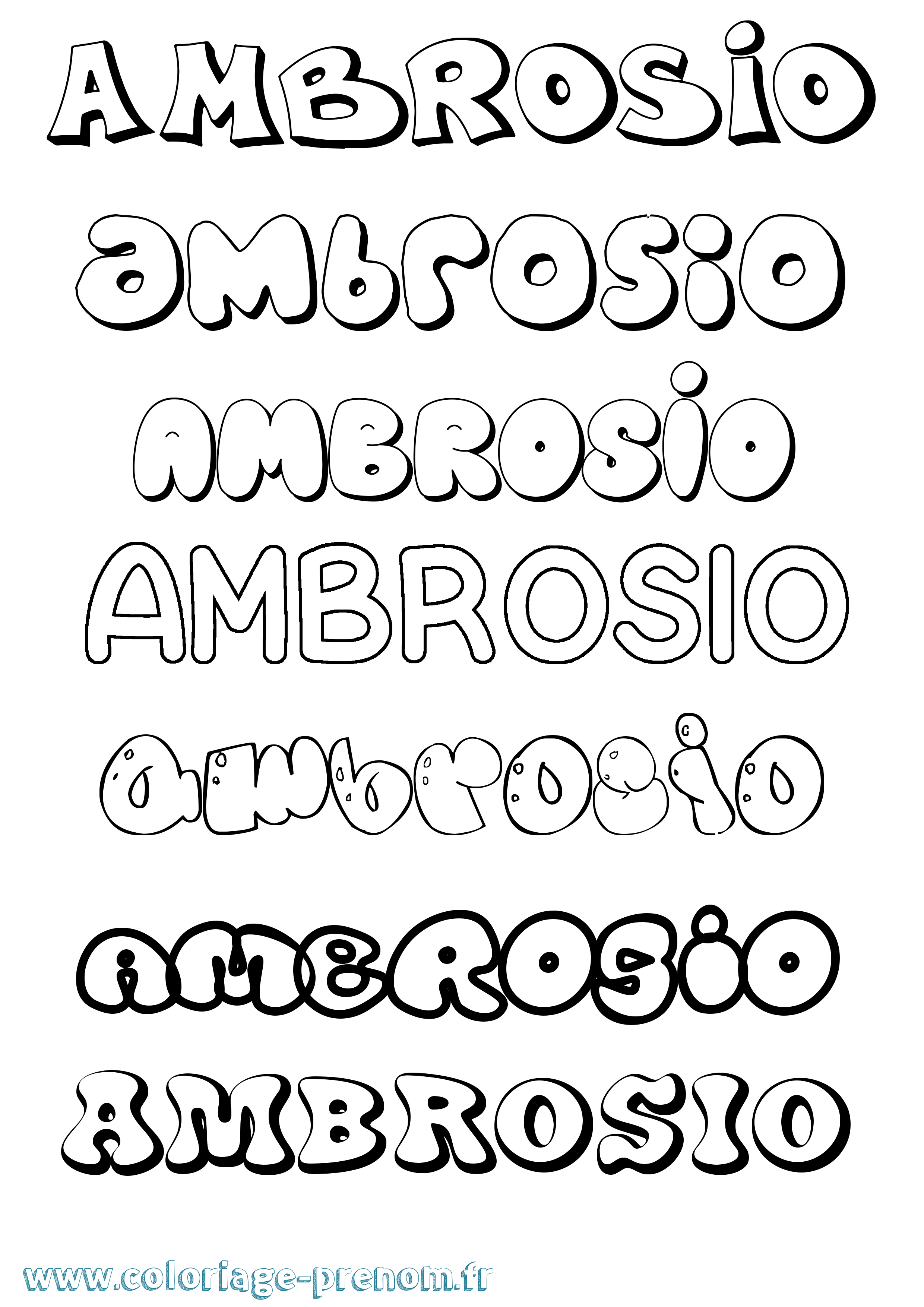 Coloriage Ambrosio Bubble Coloriage prénom Ambrosio Bubble