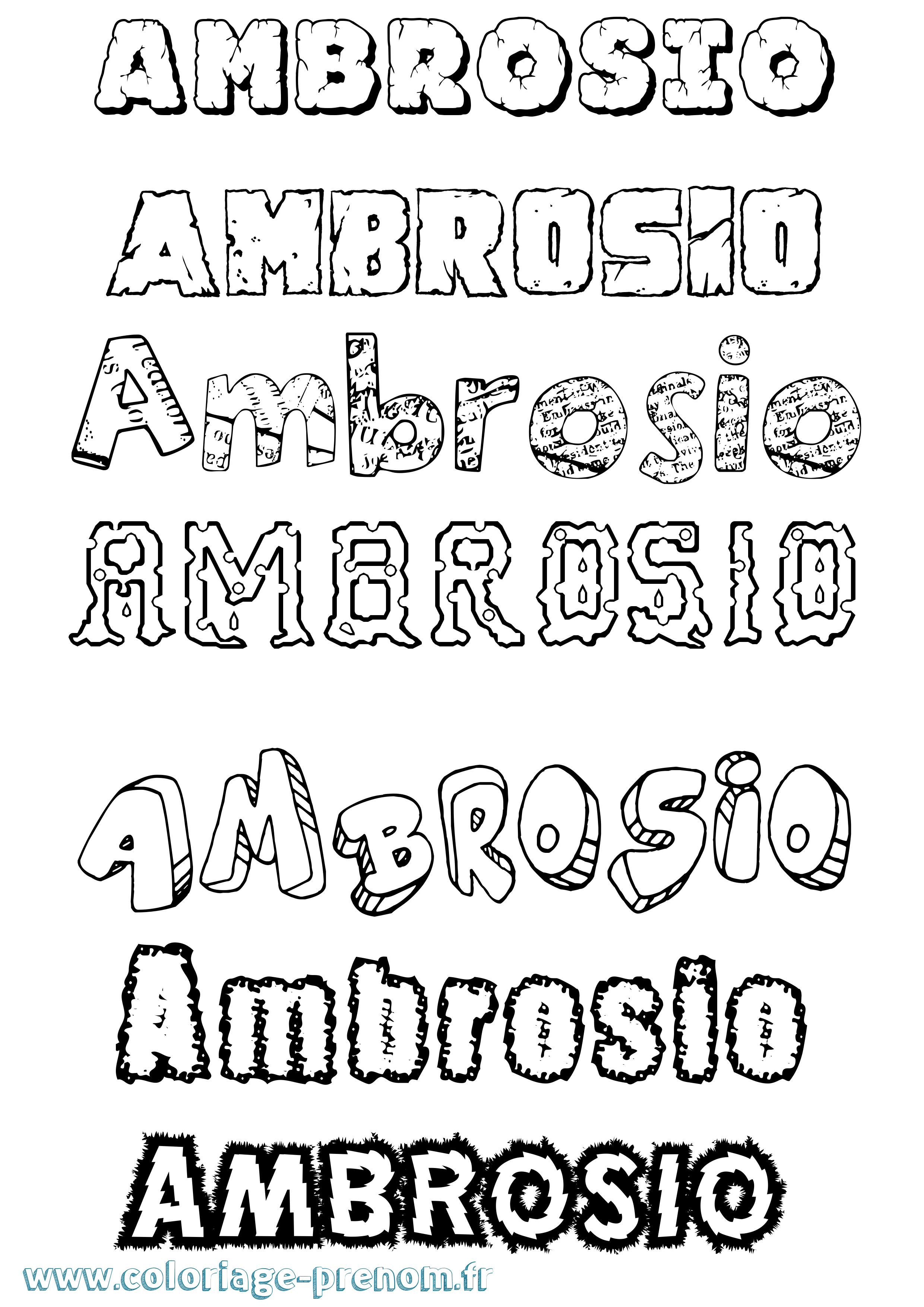Coloriage Ambrosio Destructuré Coloriage prénom Ambrosio Destructuré