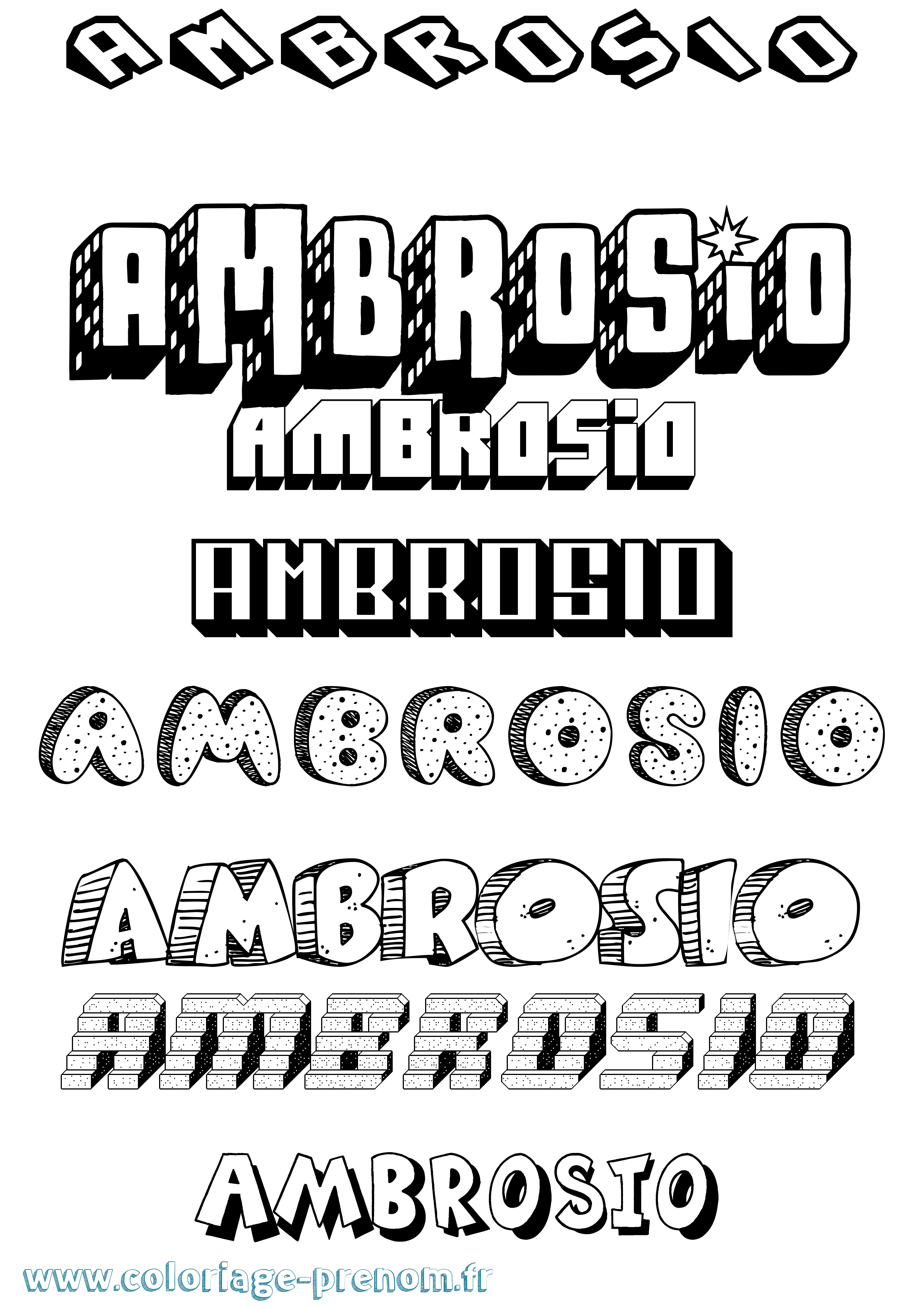 Coloriage Ambrosio Effet 3D Coloriage prénom Ambrosio Effet 3D