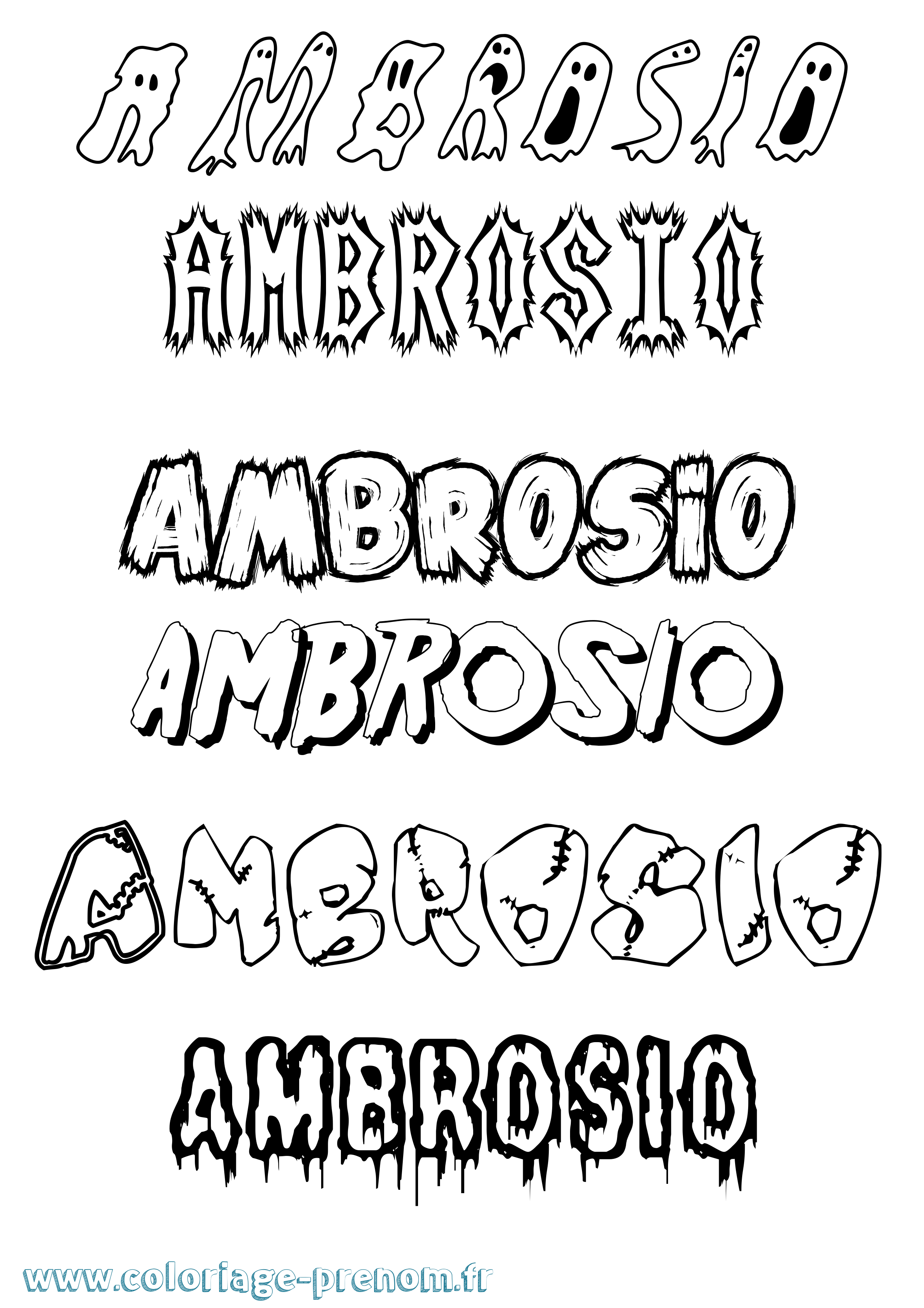 Coloriage Ambrosio Frisson Coloriage prénom Ambrosio Frisson